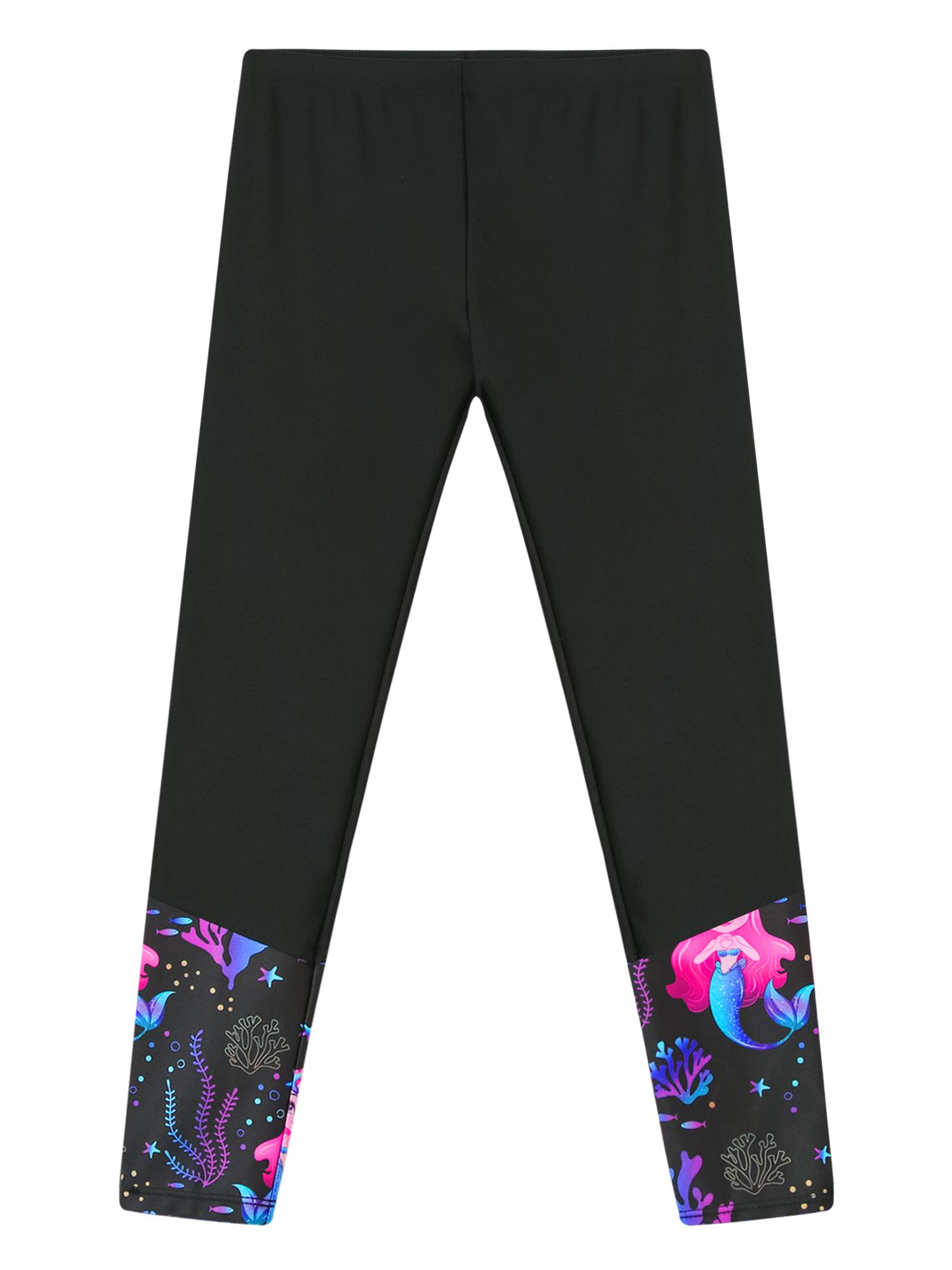 Kids Girls High Waist Fish Scales Print Swimming Pants