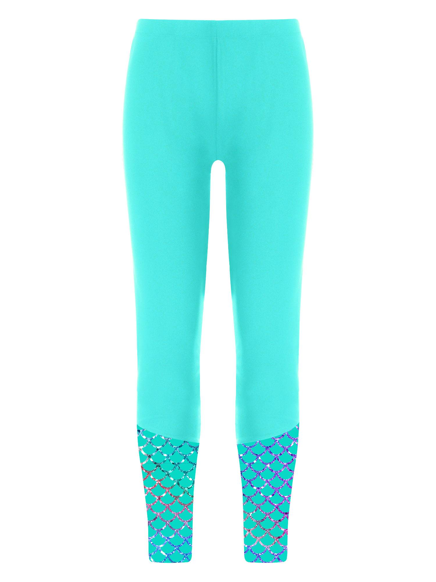 Kids Girls High Waist Fish Scales Print Swimming Pants