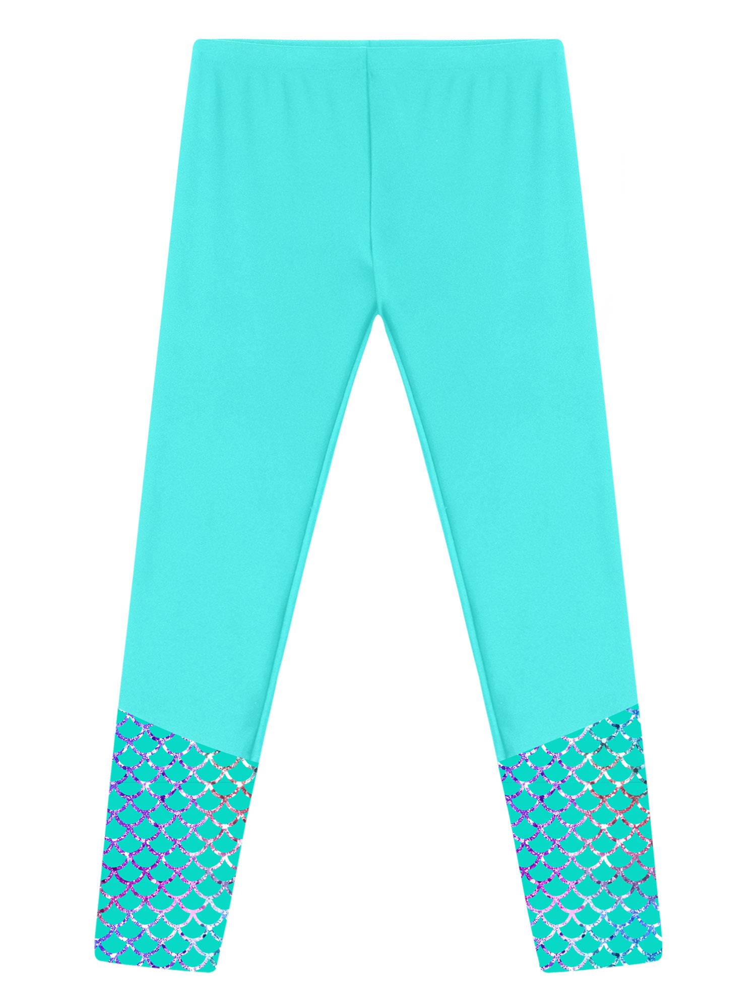 Kids Girls High Waist Fish Scales Print Swimming Pants