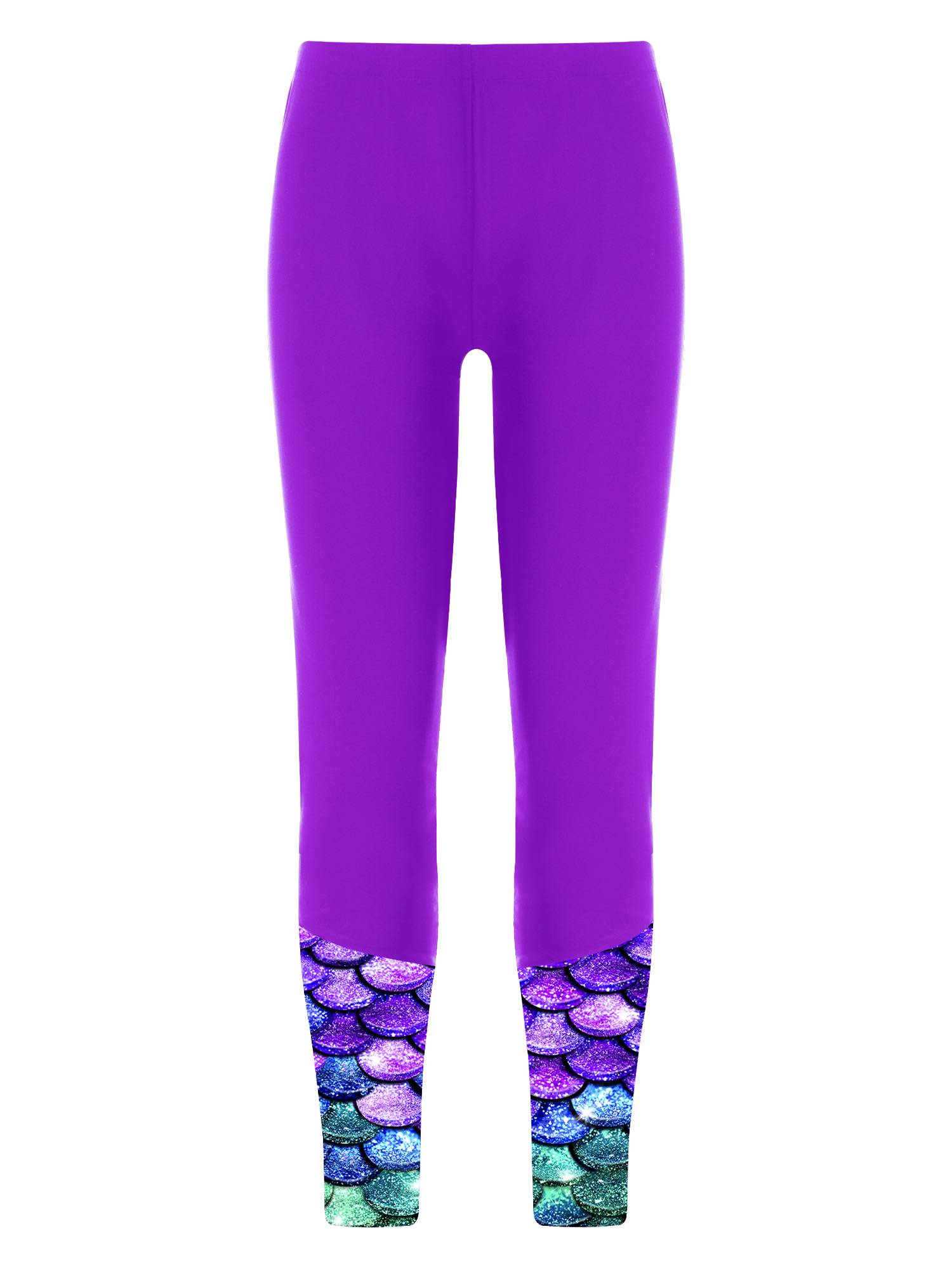 Kids Girls High Waist Fish Scales Print Swimming Pants