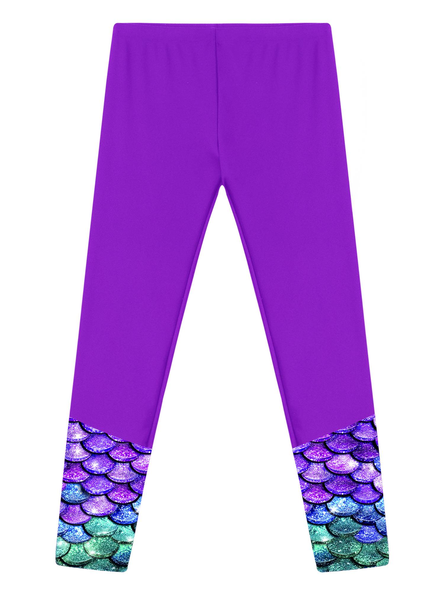 Kids Girls High Waist Fish Scales Print Swimming Pants