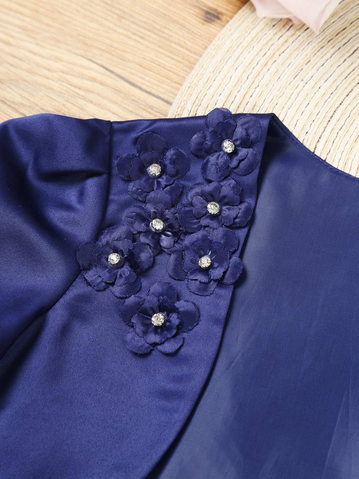 Kids Girls Puff Sleeve3D Applique Bolero Flower Girls Shrug