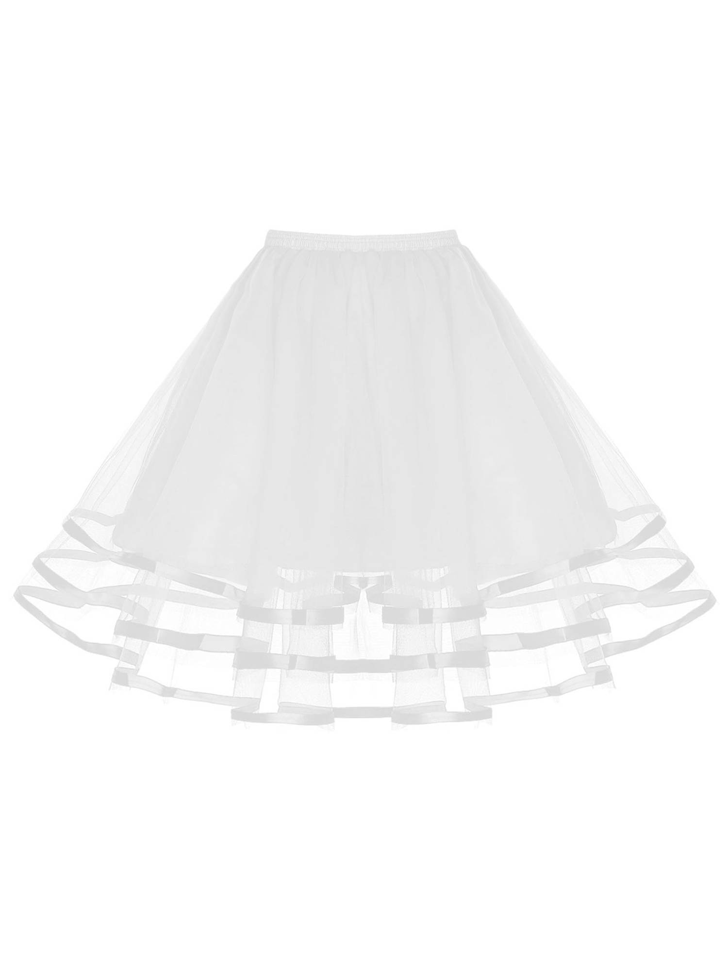 Women Tiered Tulle Underskirt Hoopless Puff A-line Petticoat