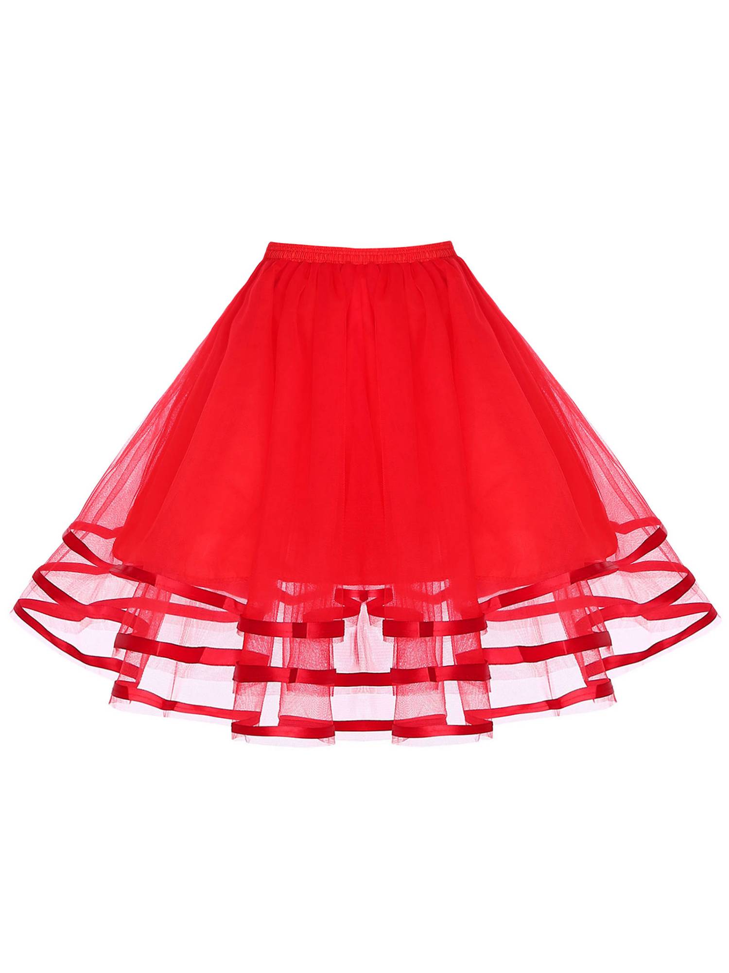 Women Tiered Tulle Underskirt Hoopless Puff A-line Petticoat