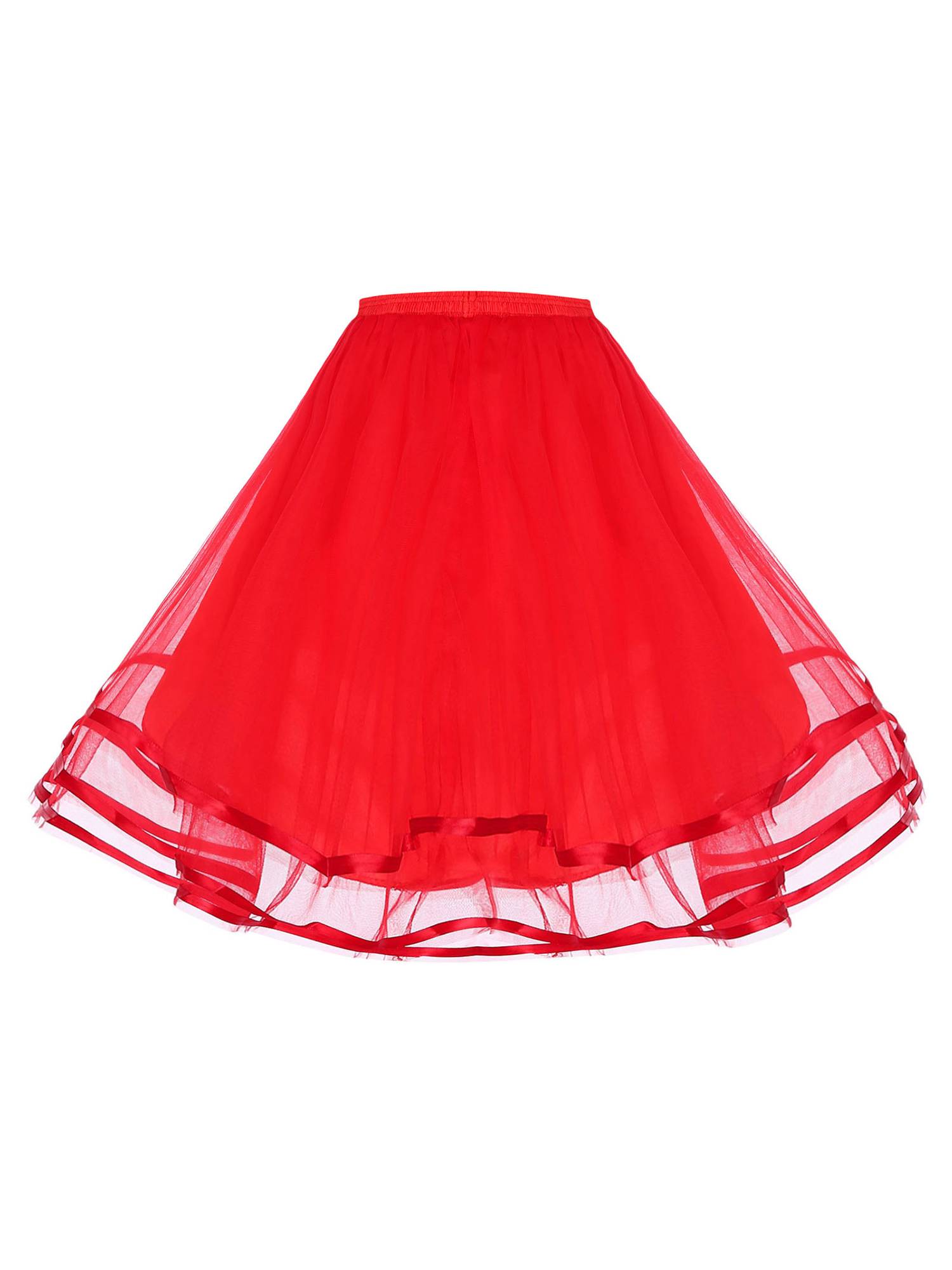 Women Tiered Tulle Underskirt Hoopless Puff A-line Petticoat