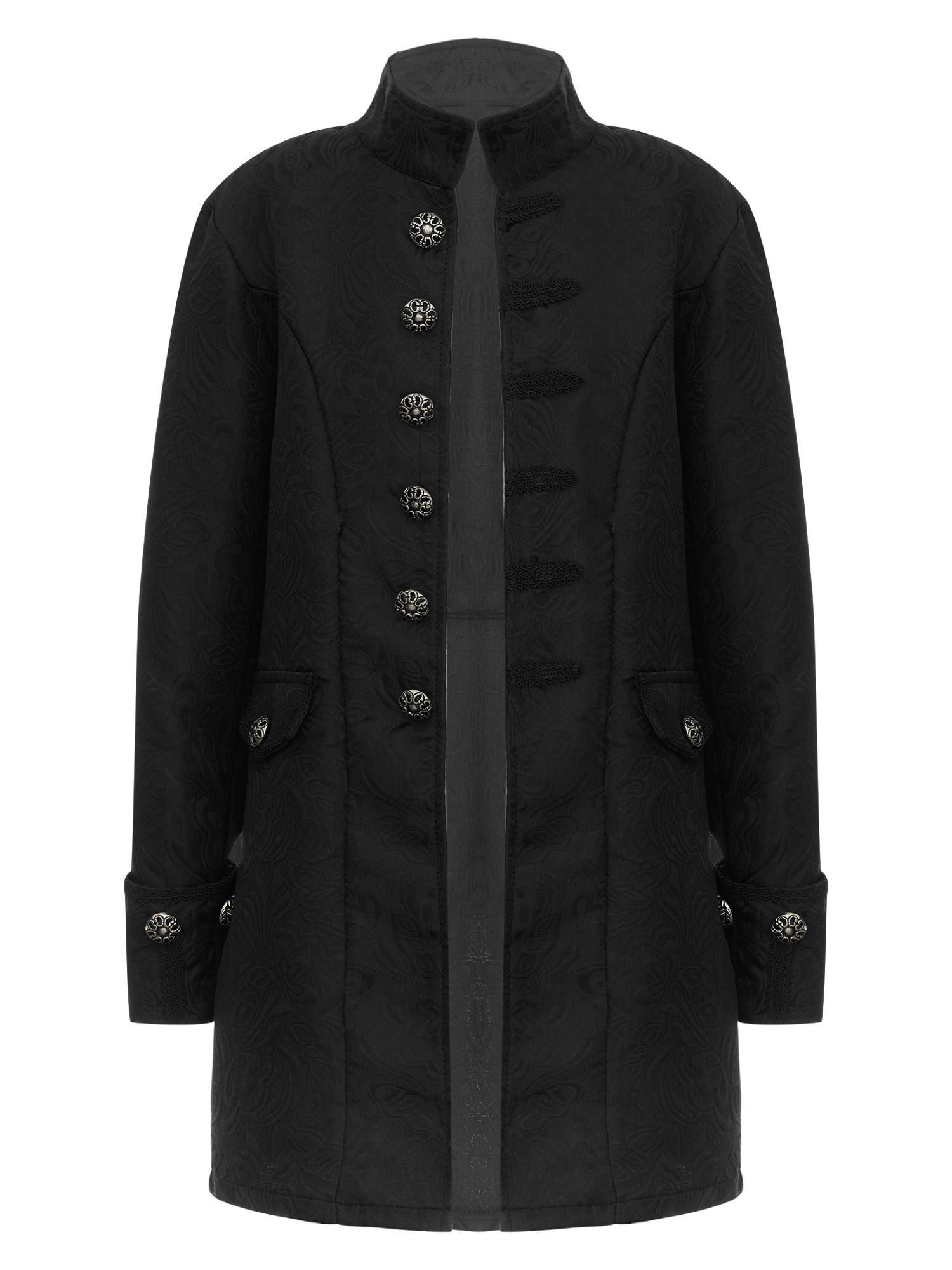 Boys Stand Collar Long Sleeve Embroidery Button Medieval Vintage Costume Coat