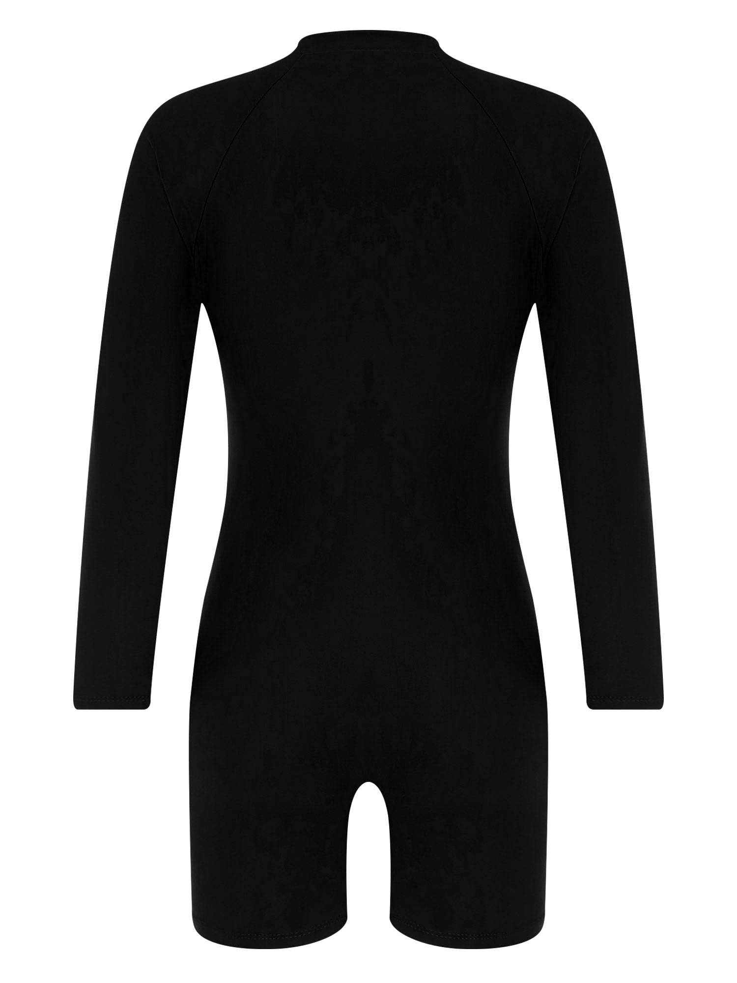 Women Long Sleeve Front Zipper One-piece Swimsuit