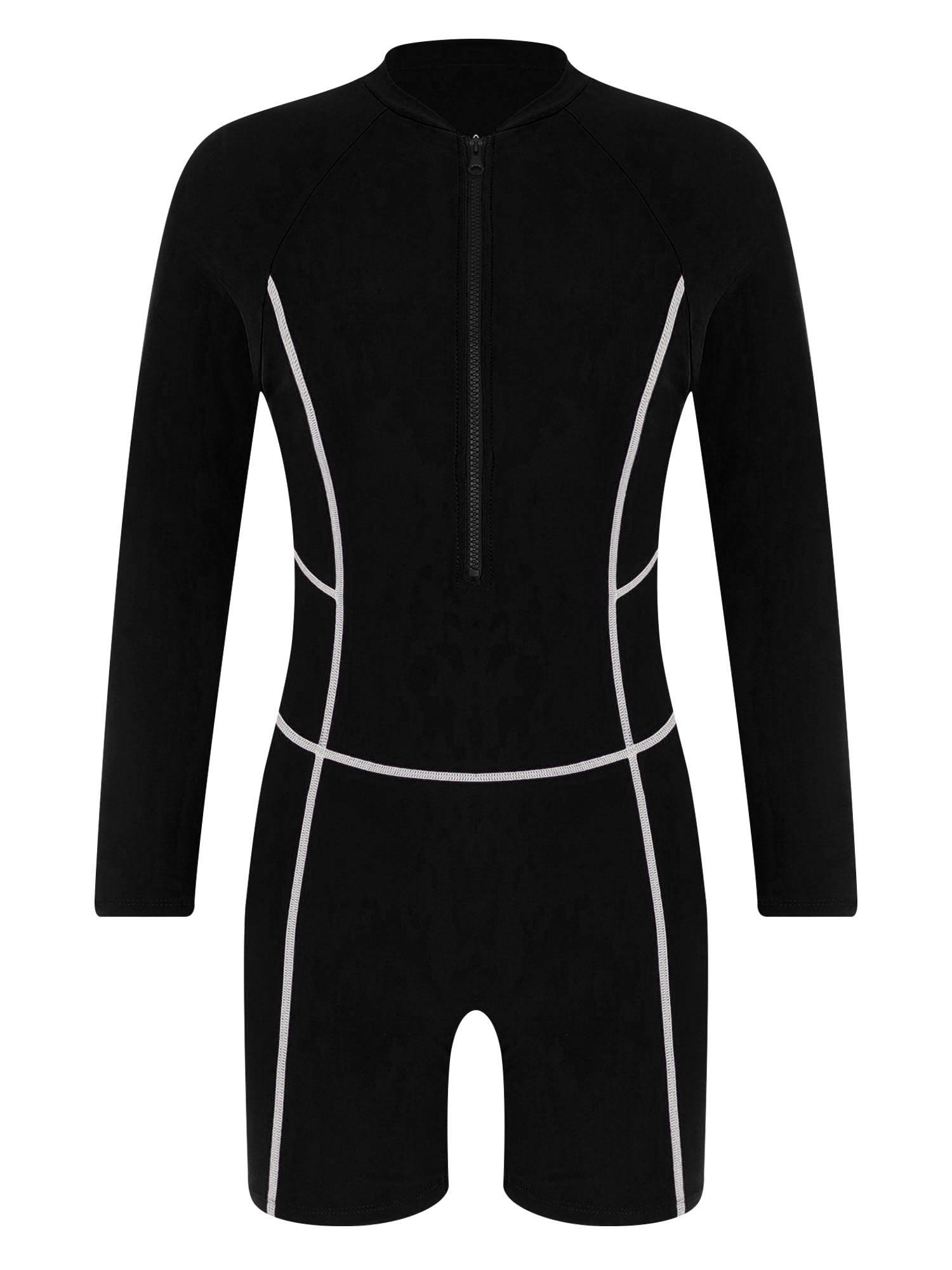 Women Long Sleeve Front Zipper One-piece Swimsuit