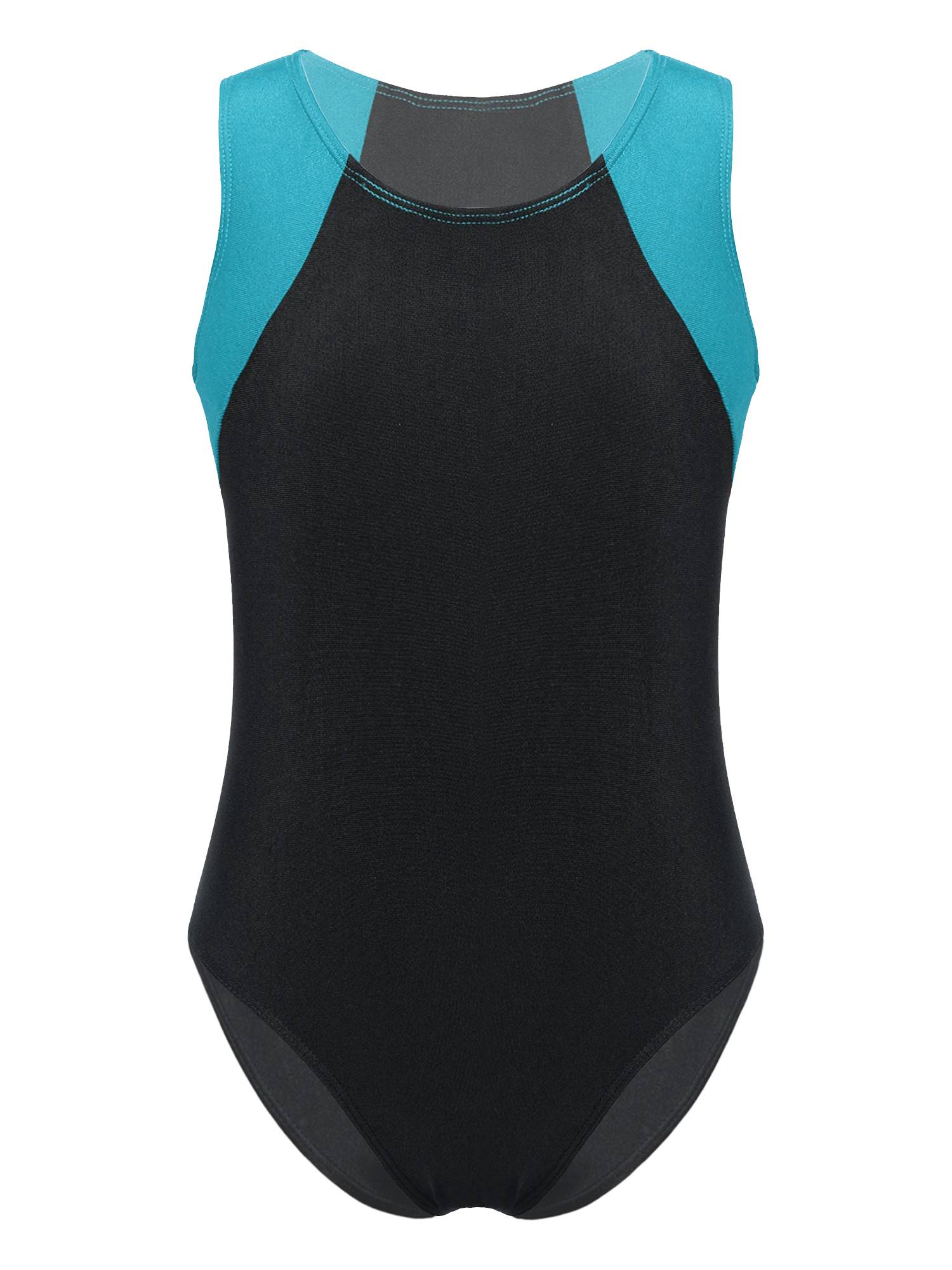 Kids Boys Sleeveless Round Neck Colorblock Gymnastic Leotard