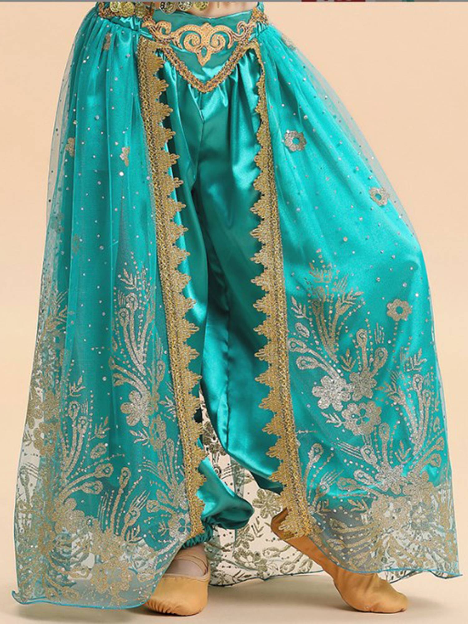 Kids Girls Belly Dance Satin Bloomers Elastic Waistband Pants