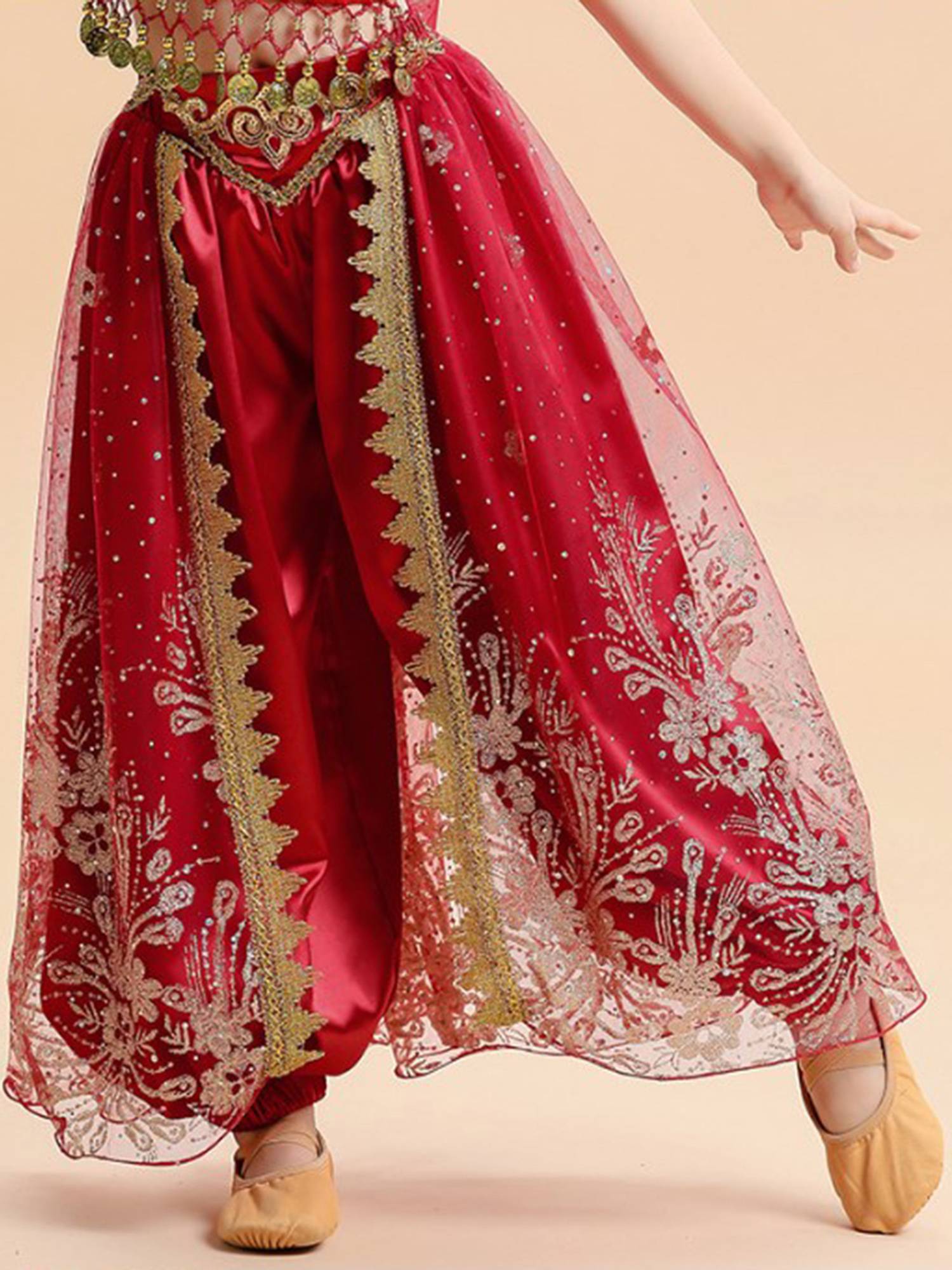 Kids Girls Belly Dance Satin Bloomers Elastic Waistband Pants