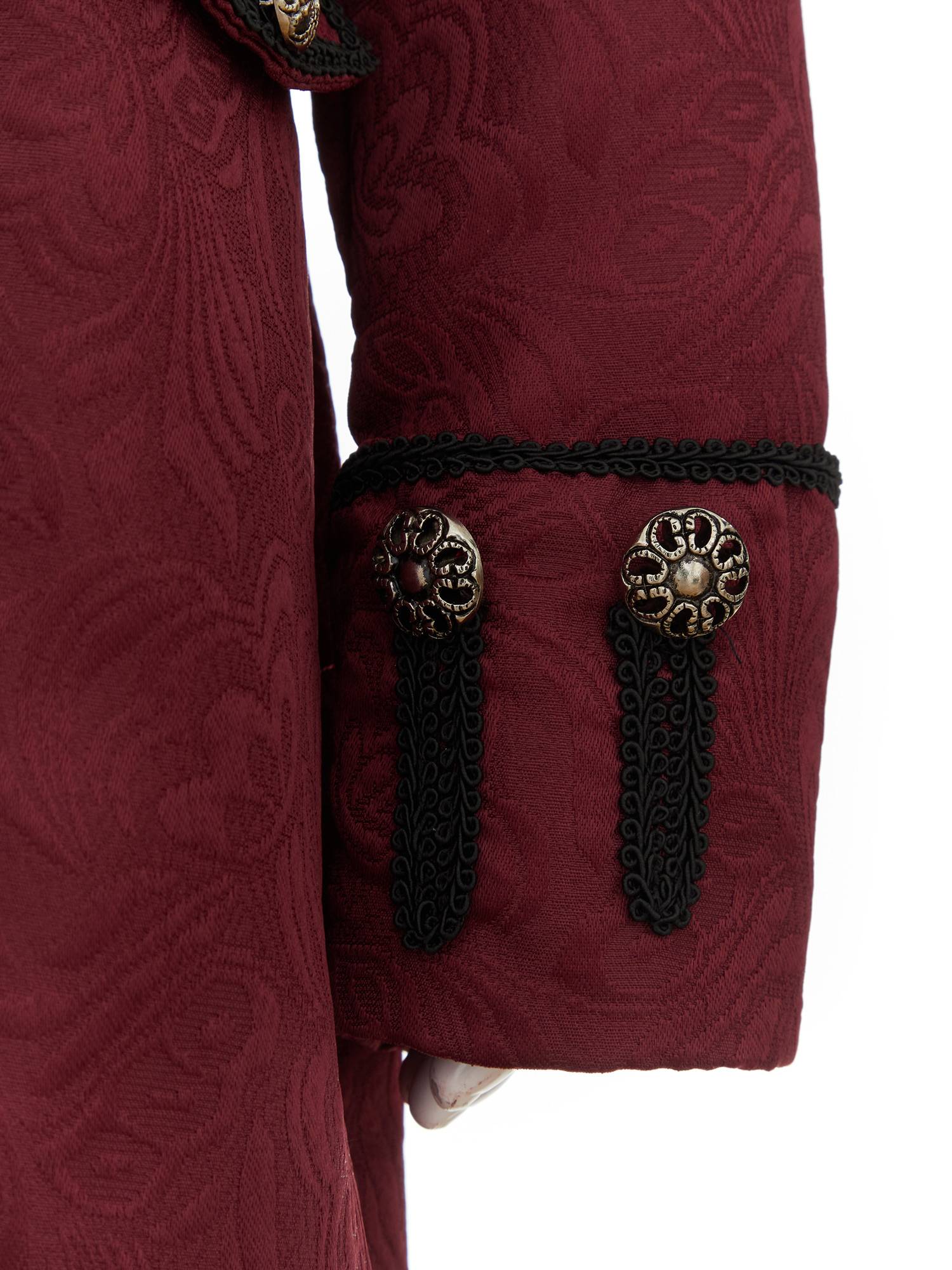 Boys Stand Collar Long Sleeve Embroidery Button Medieval Vintage Costume Coat