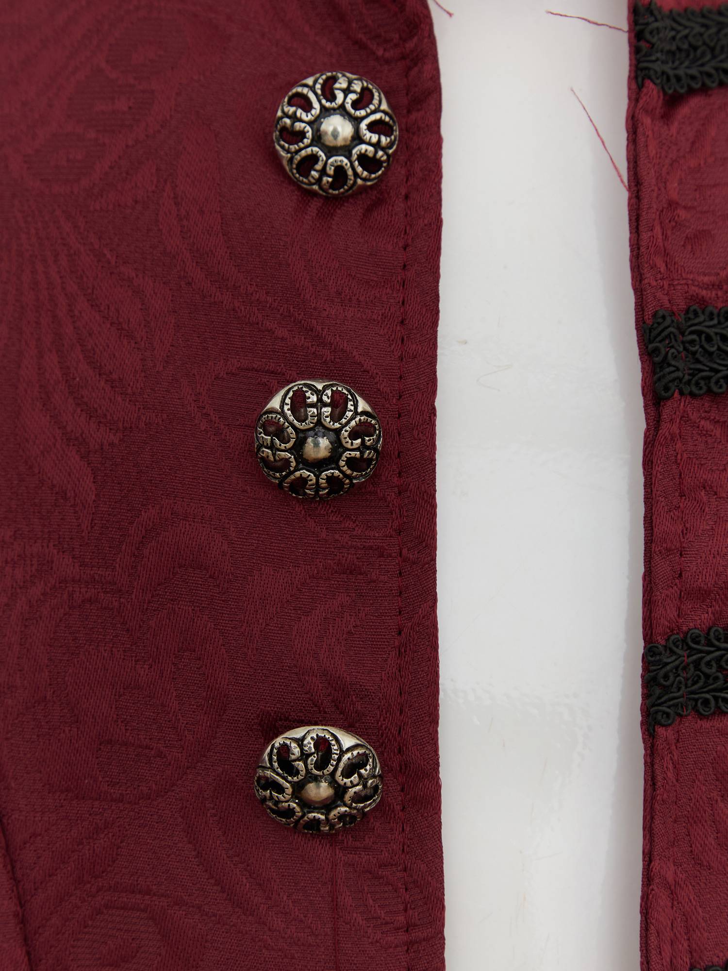 Boys Stand Collar Long Sleeve Embroidery Button Medieval Vintage Costume Coat