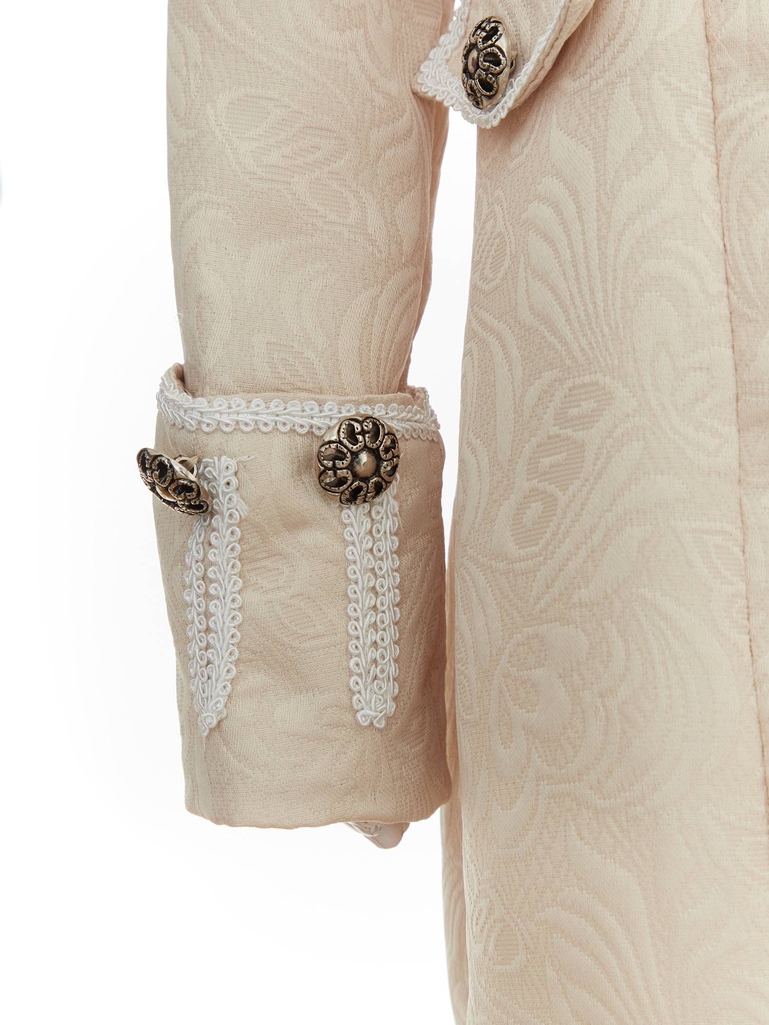 Boys Stand Collar Long Sleeve Embroidery Button Medieval Vintage Costume Coat