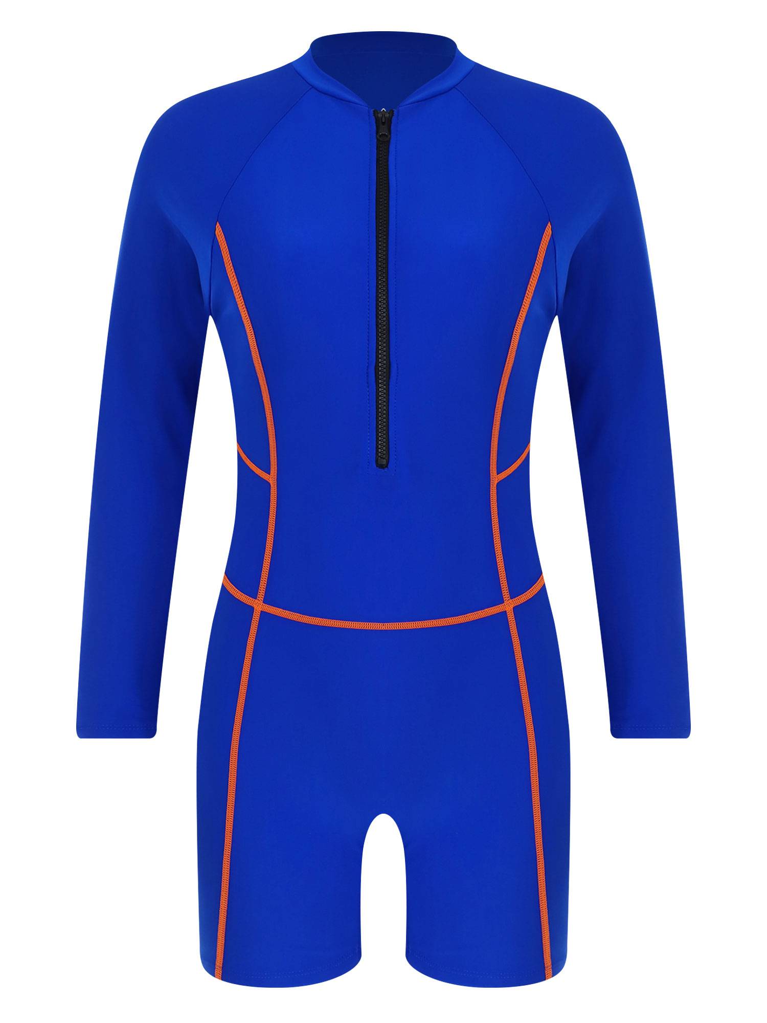 Women Long Sleeve Front Zipper One-piece Swimsuit