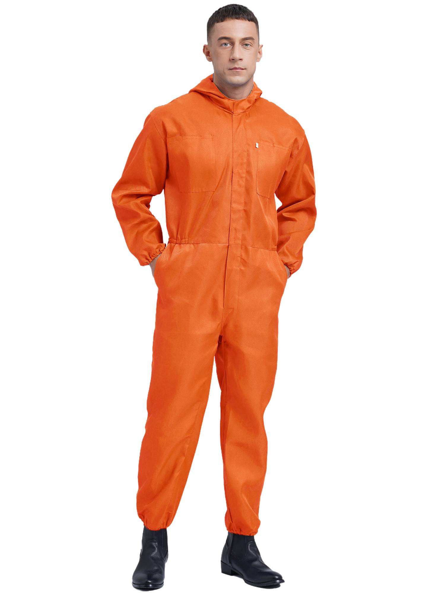 Men Dustproof Long Sleeve Front Zipper Overalls Jumpsuit