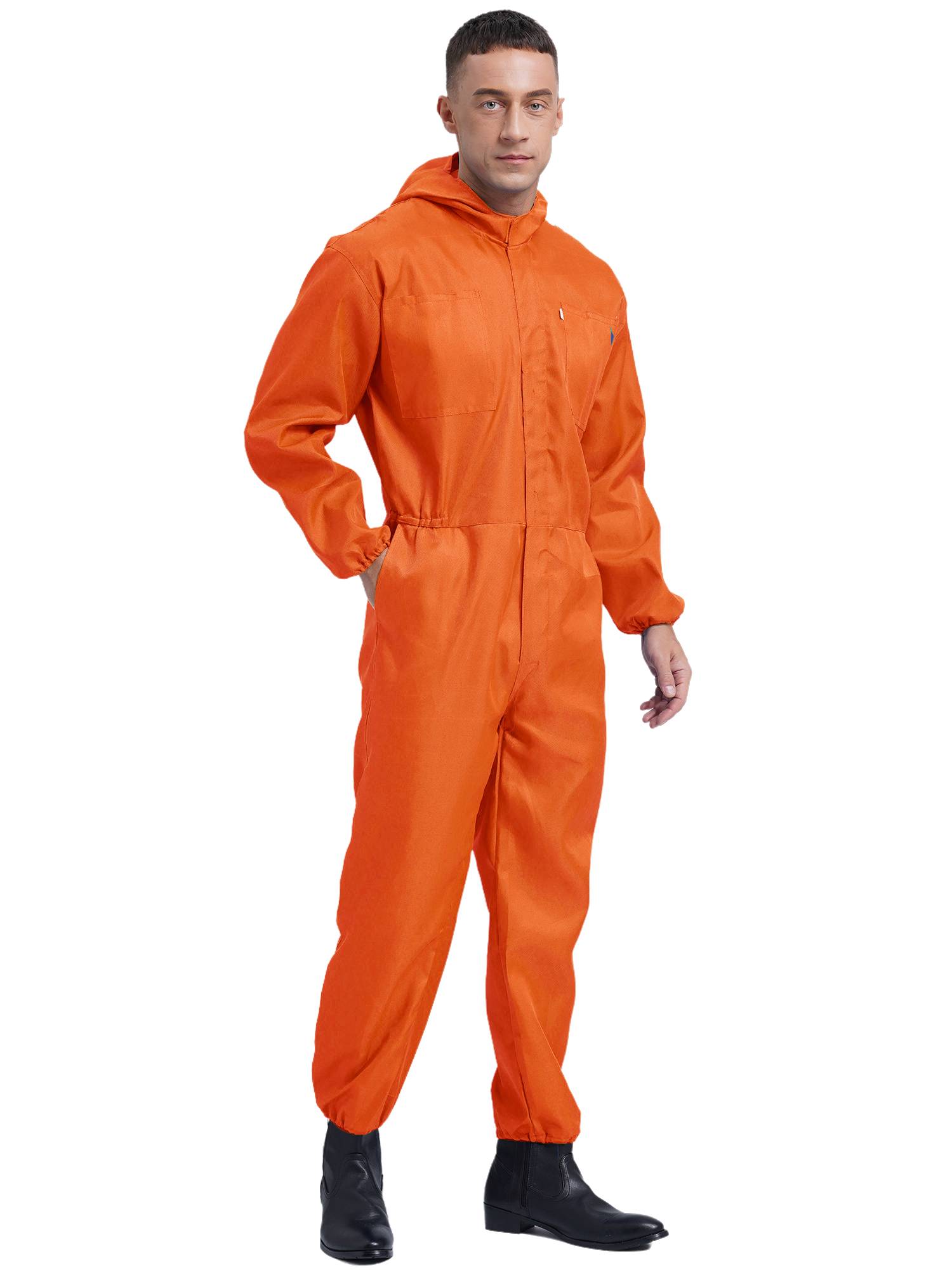 Men Dustproof Long Sleeve Front Zipper Overalls Jumpsuit