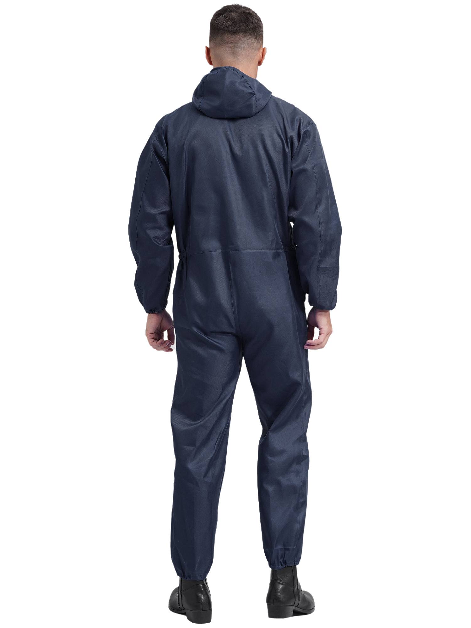 Men Dustproof Long Sleeve Front Zipper Overalls Jumpsuit