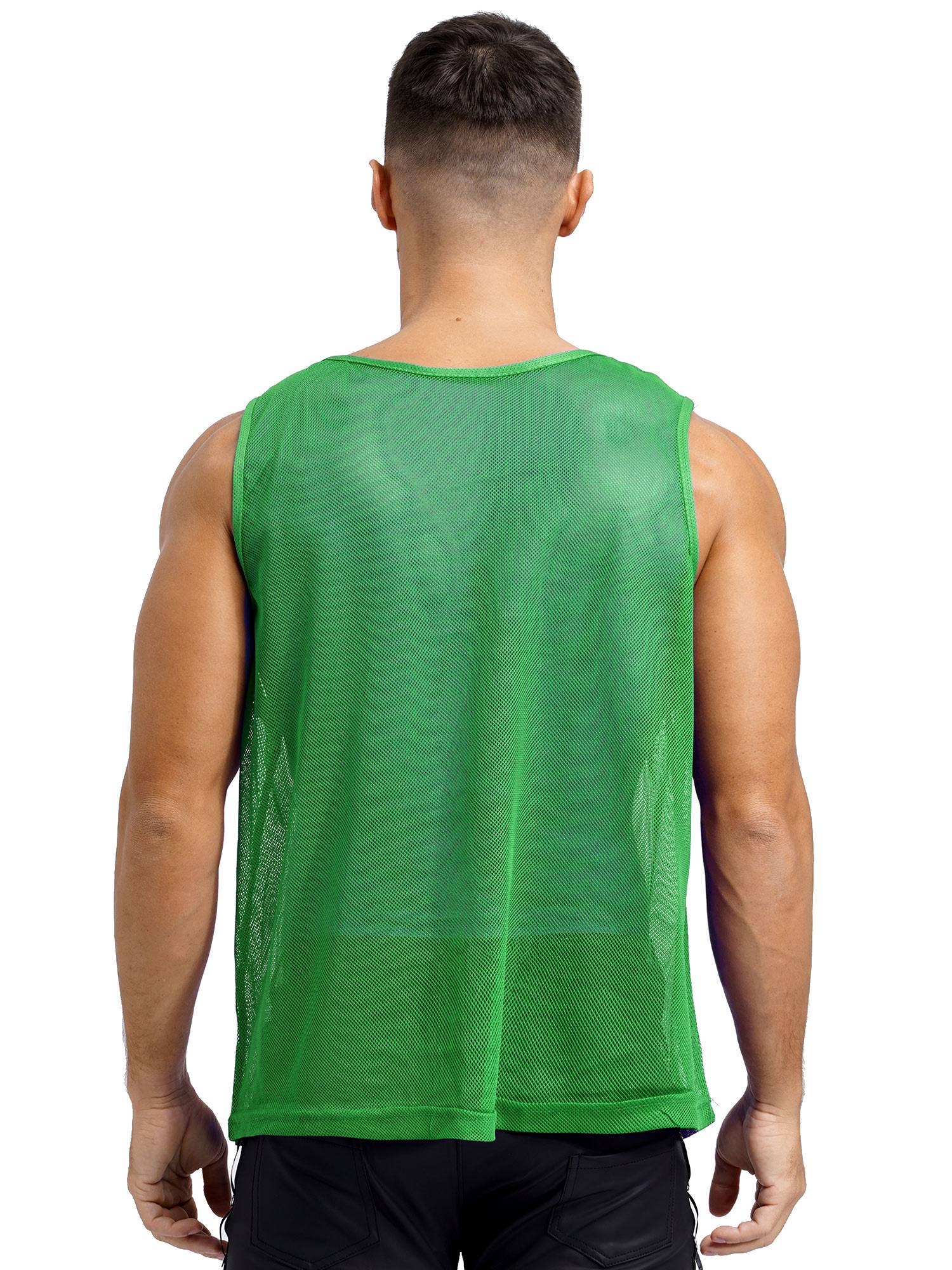 Men Hollow Out Mesh Round Neck Sleeveless Training Tank Top