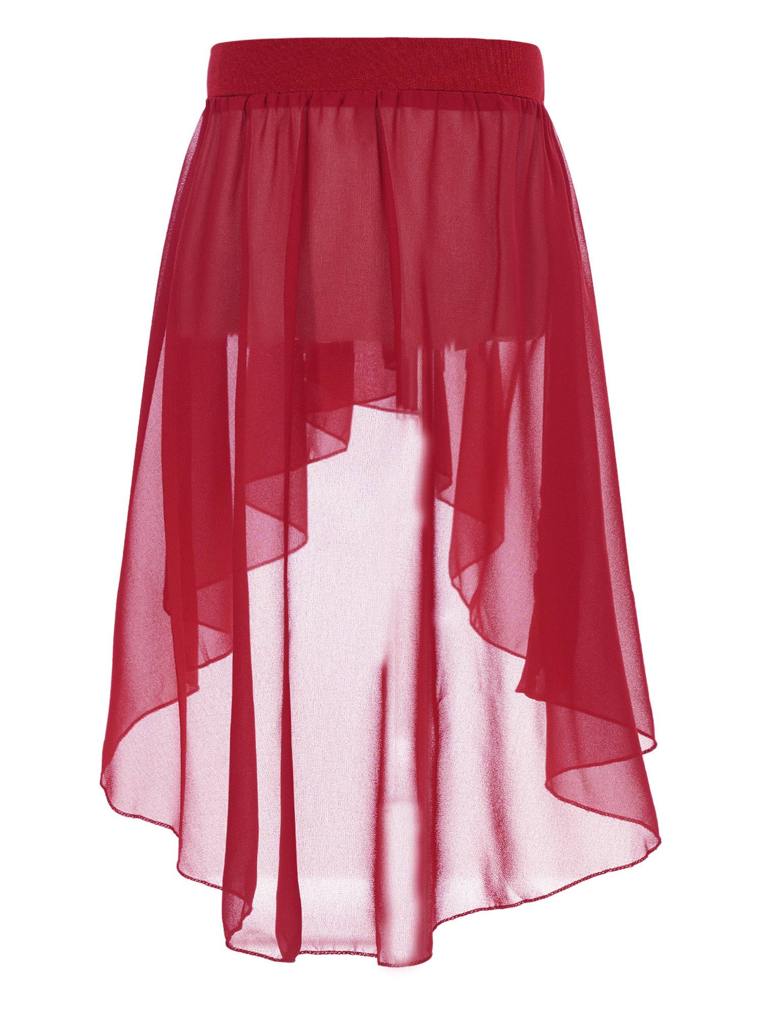 Kids Girls Sleeveless Rhinestones Crop Top and Chiffon Skirt Skating Set