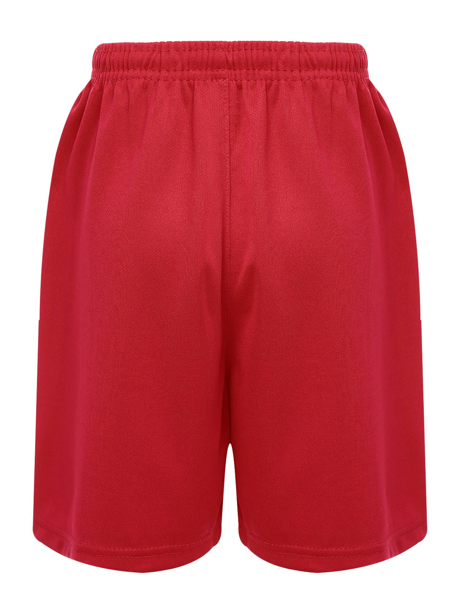 Kids Boys Solid Color Athletic Drawstring Sports Trunks