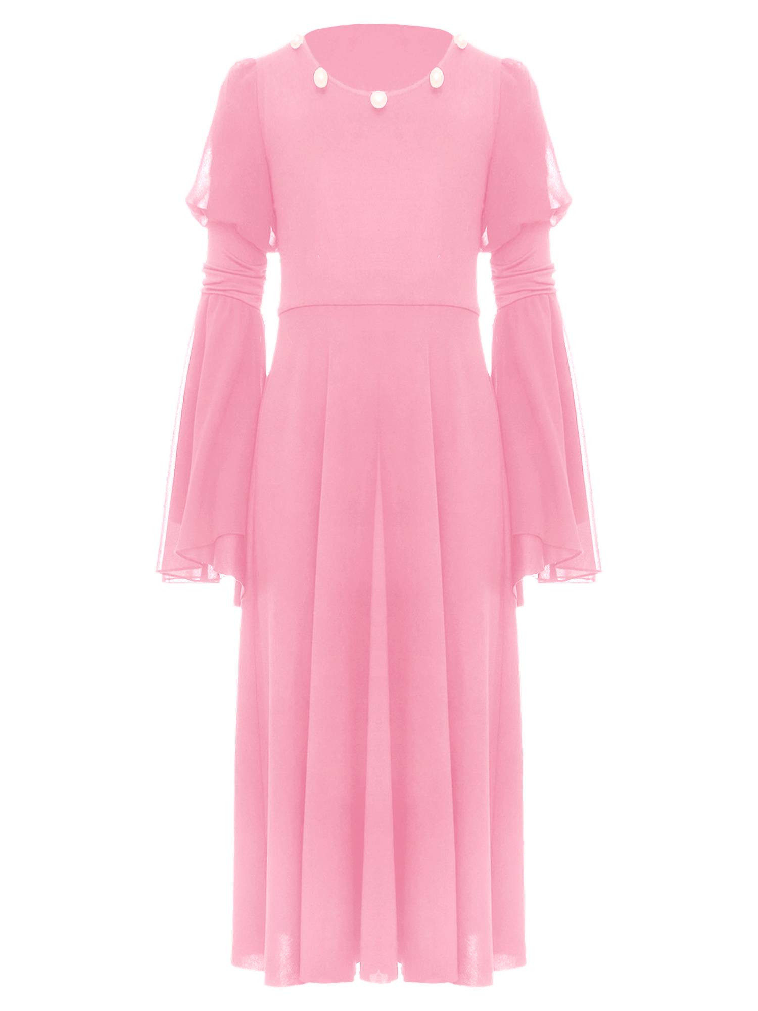 Kids Girls Renaissance Medieval Costume Long Sleeve Bell Sleeves Princess Dress