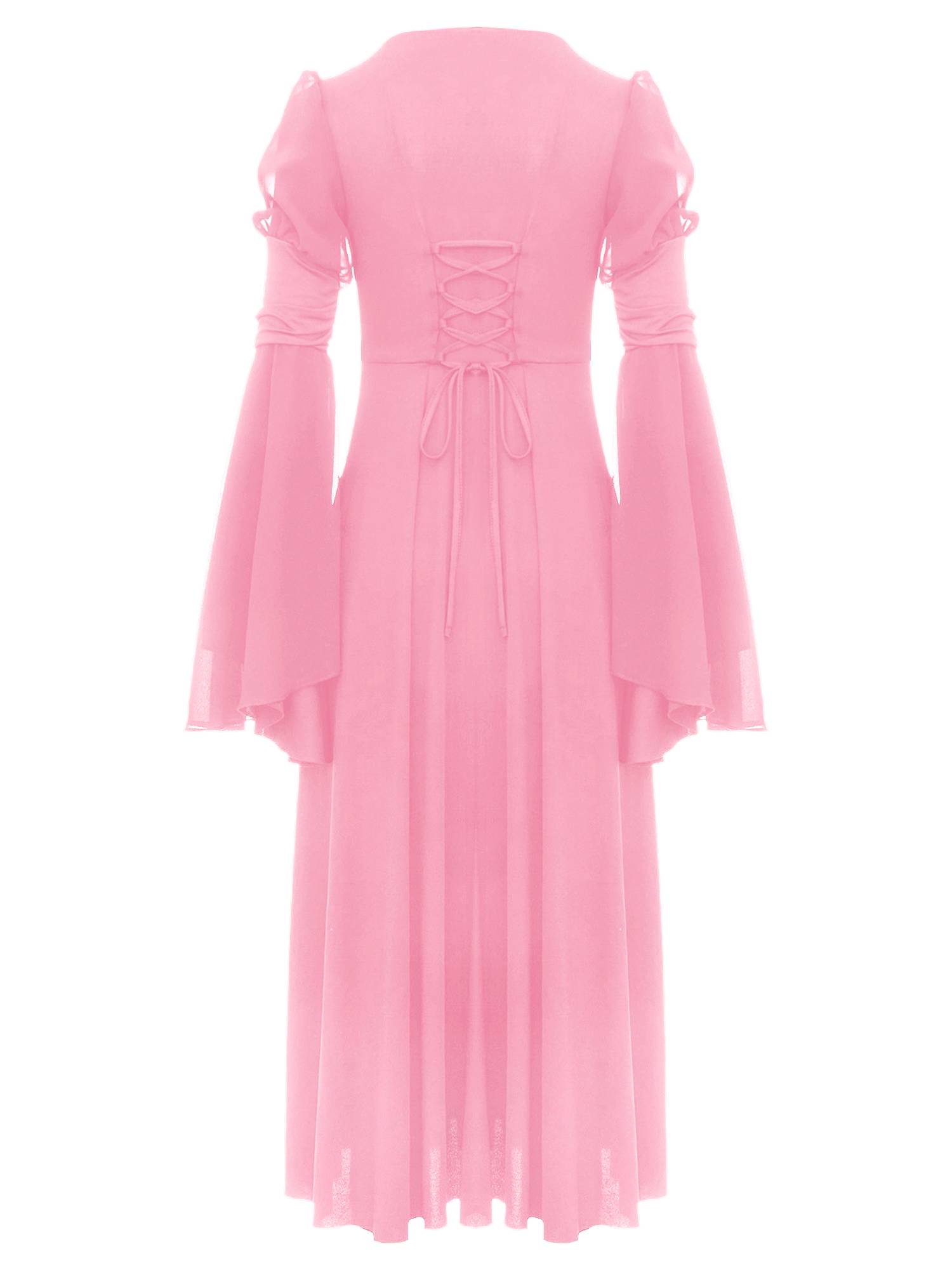 Kids Girls Renaissance Medieval Costume Long Sleeve Bell Sleeves Princess Dress