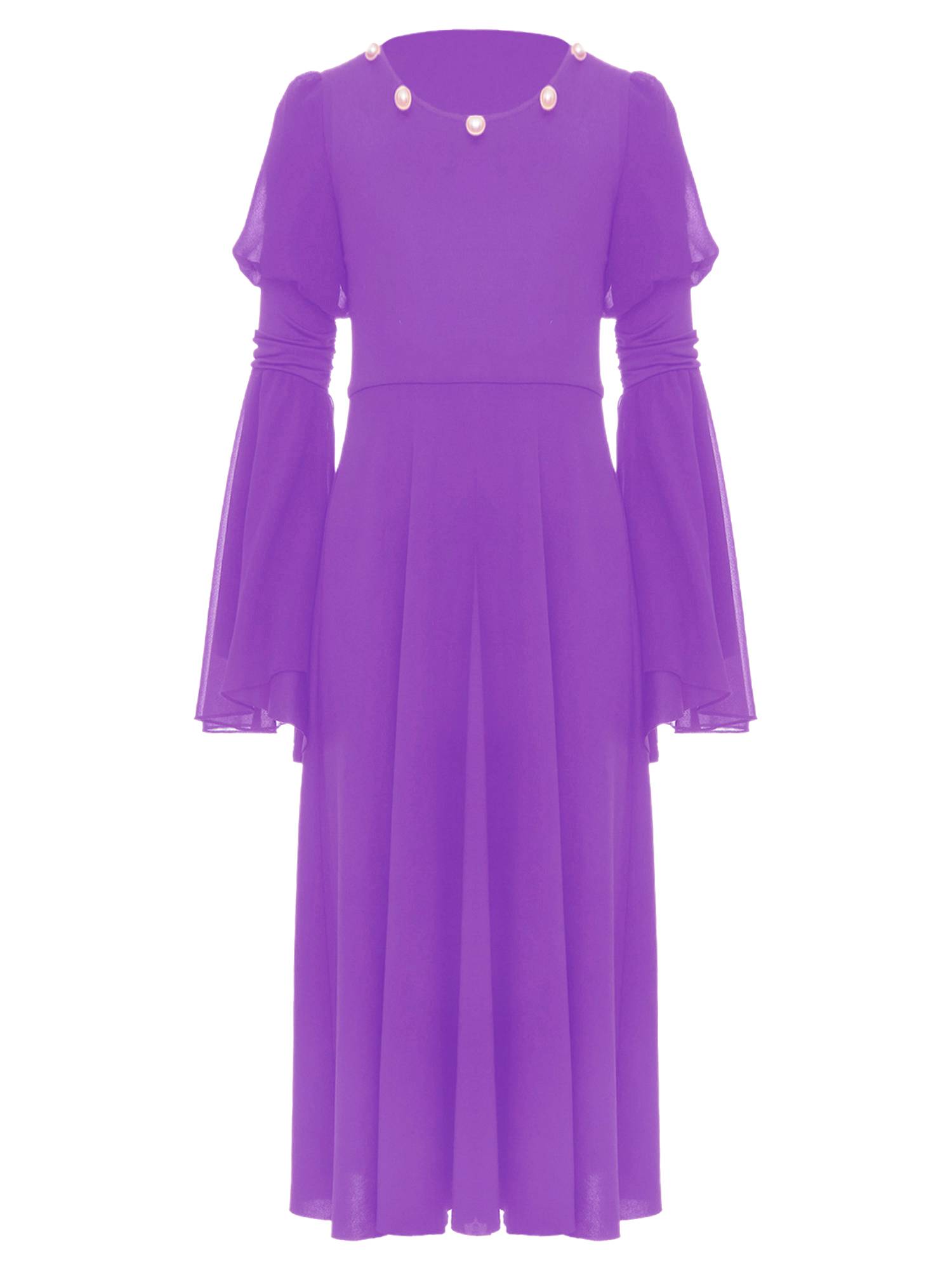 Kids Girls Renaissance Medieval Costume Long Sleeve Bell Sleeves Princess Dress