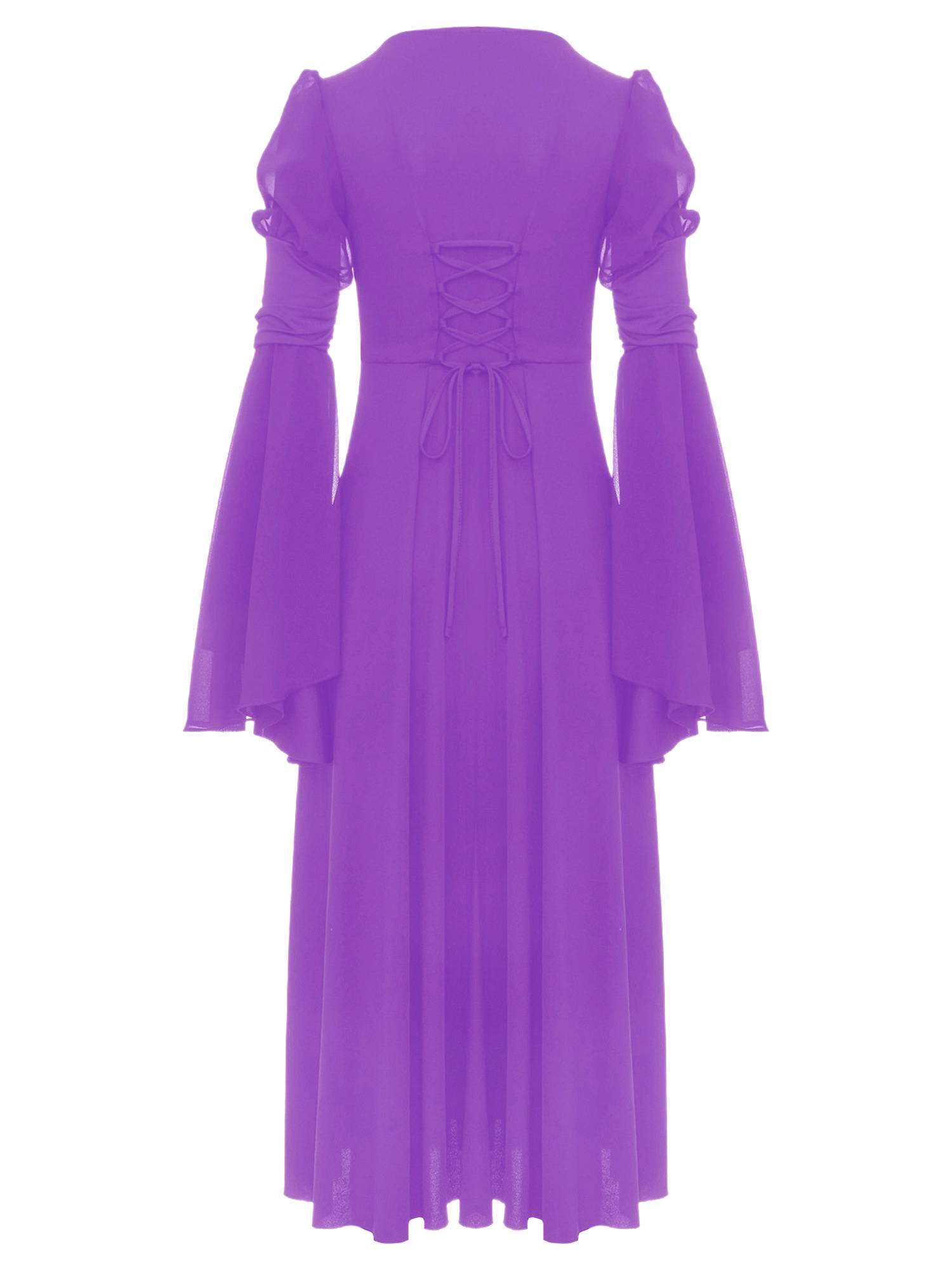 Kids Girls Renaissance Medieval Costume Long Sleeve Bell Sleeves Princess Dress