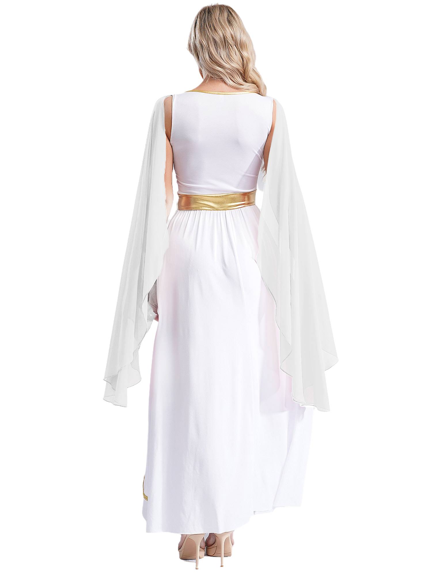 Women V Neck Sleeveless Toga Greek Goddess Costume Maxi Dress
