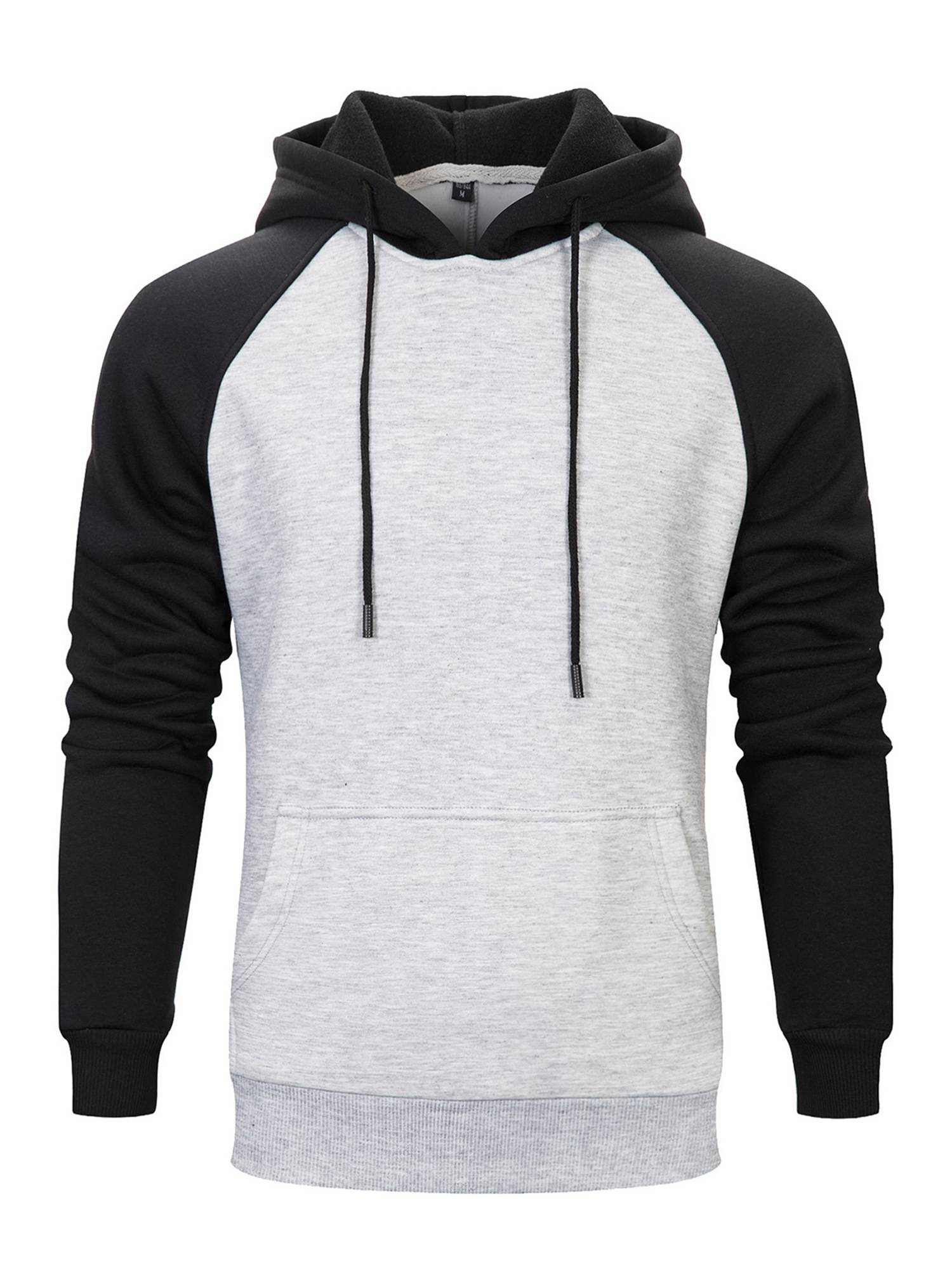 Men Long Sleeve Colorblock Hooded Pullover Sweatshirt for Workout