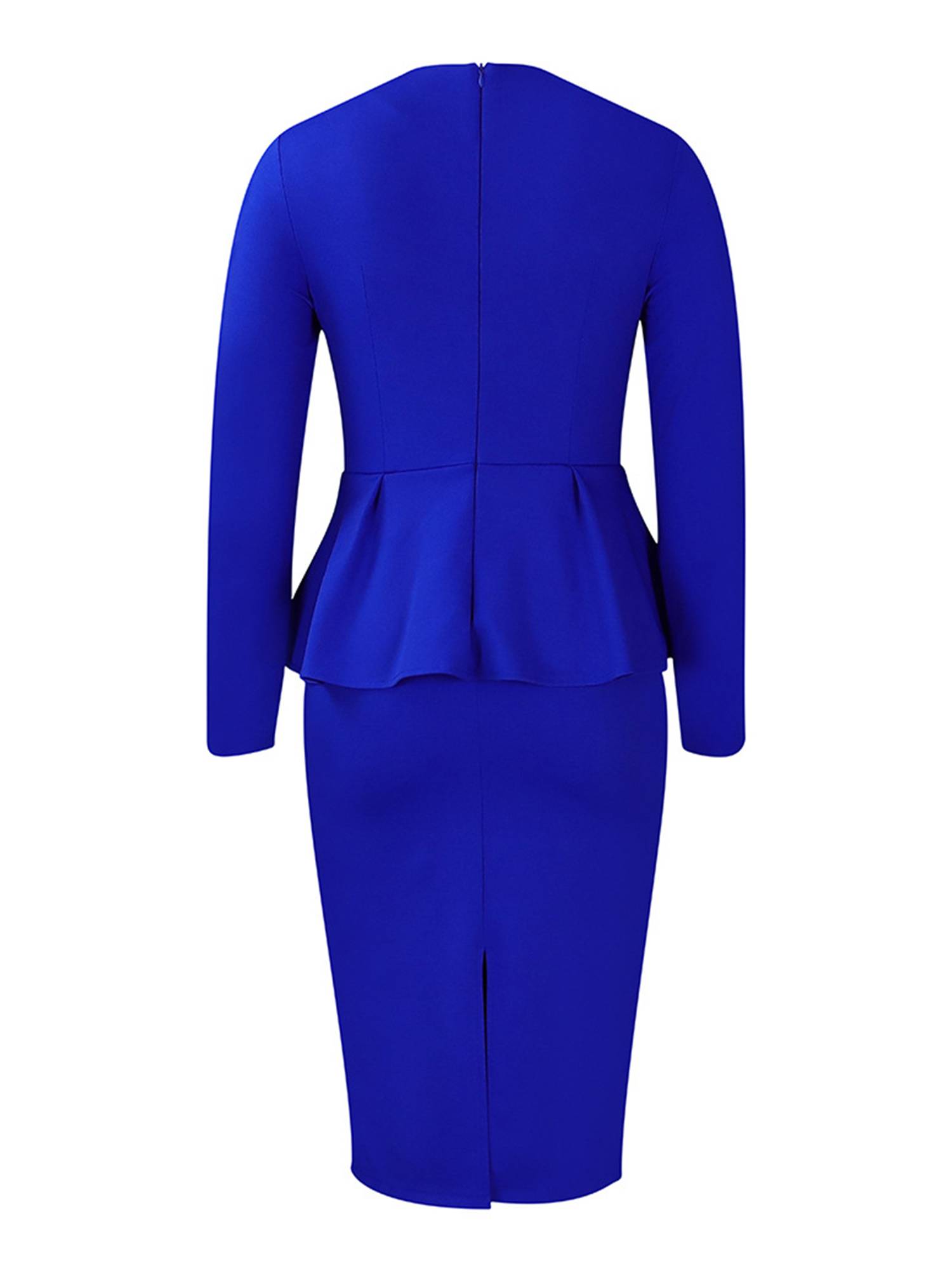 Women Square Neck Long Sleeve Ruffled Office Party Dress