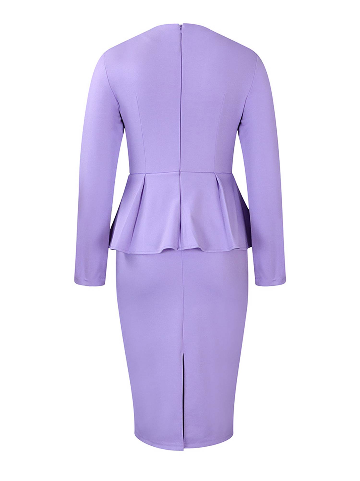 Women Square Neck Long Sleeve Ruffled Office Party Dress