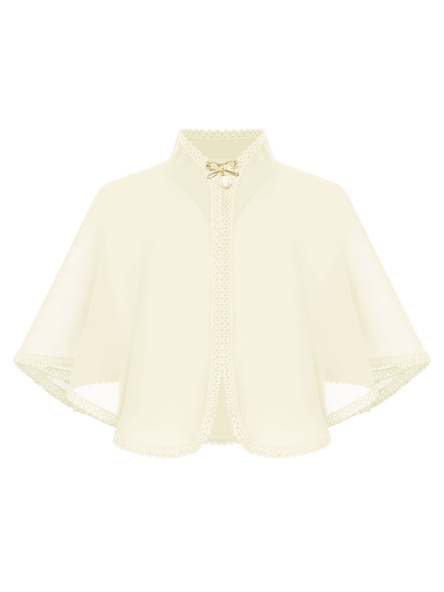 Kids Girls Chiffon Cape with Exquisite Brooch Shawl
