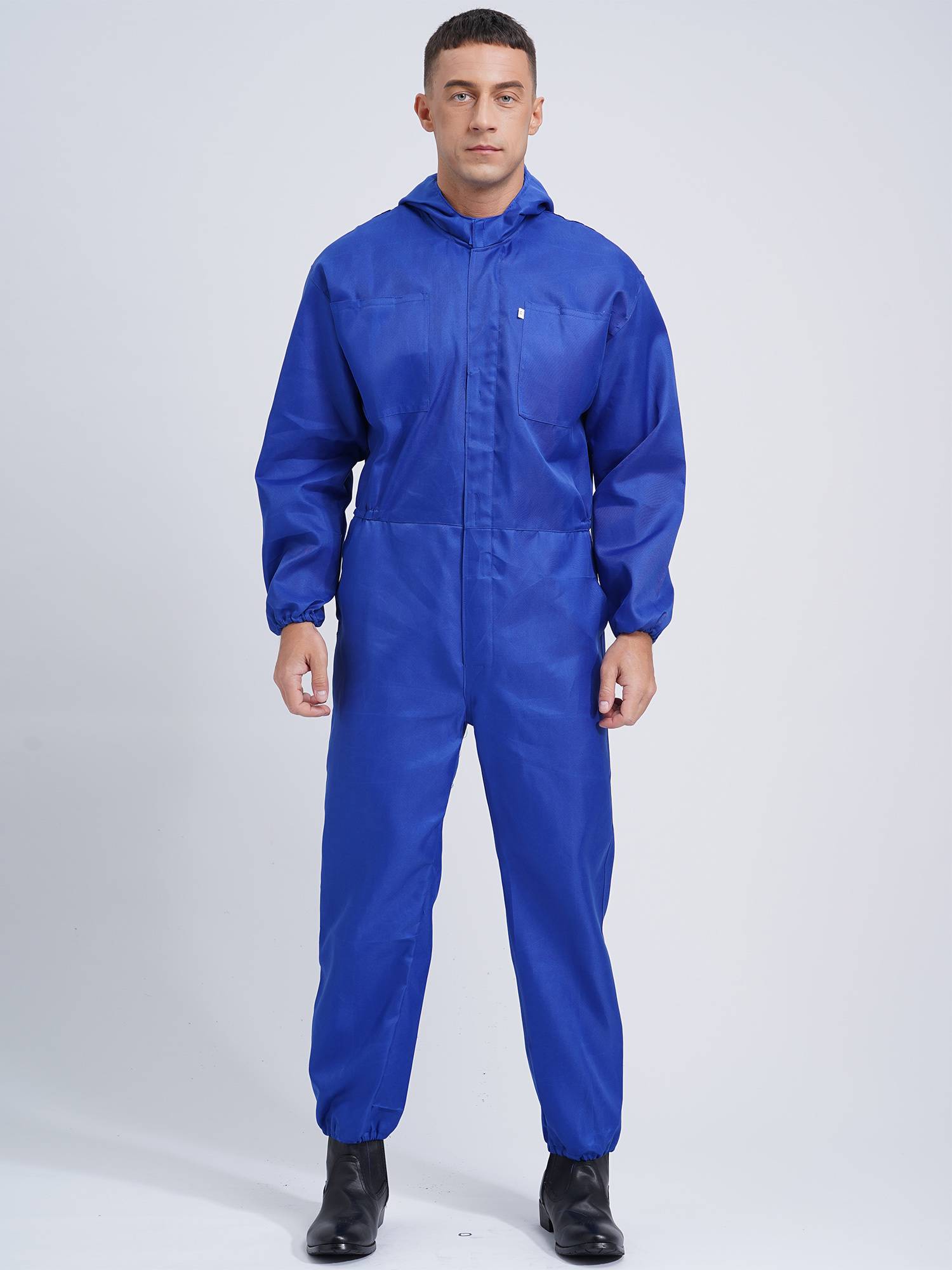 Men Dustproof Long Sleeve Front Zipper Overalls Jumpsuit