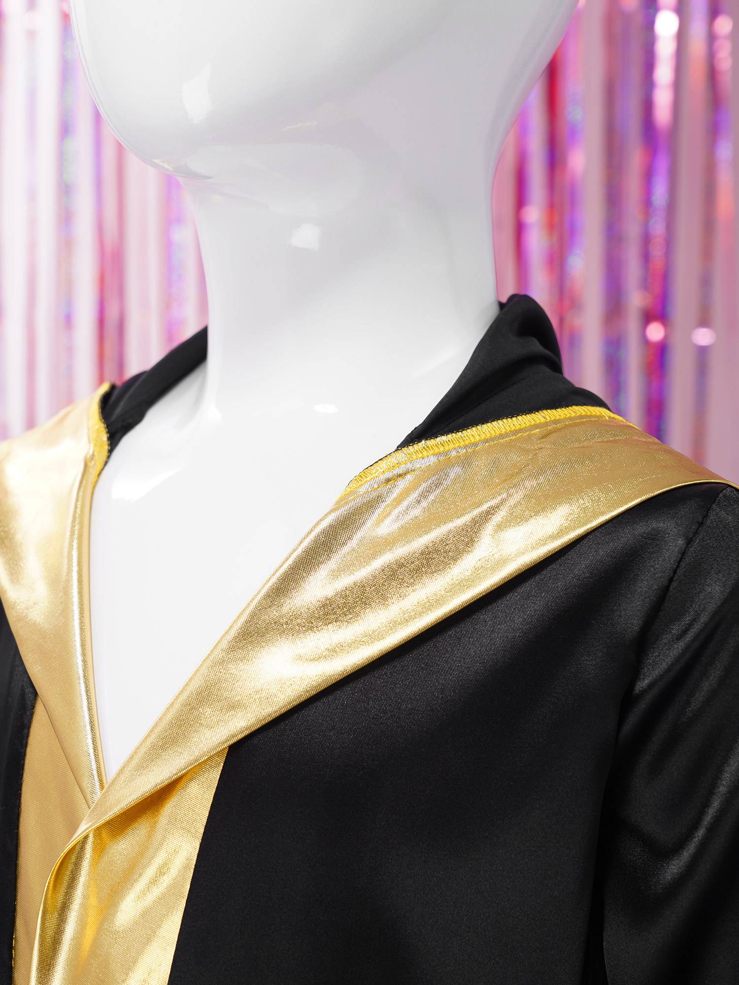 Kids Boys Long Sleeve Satin Hooded Cloak with Belt Boxing Robe 