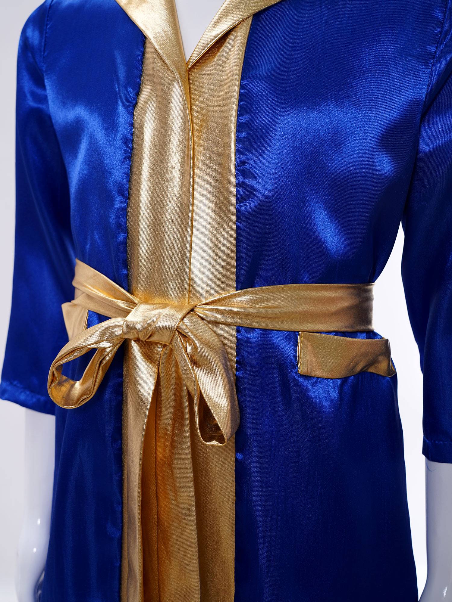 Kids Boys Long Sleeve Satin Hooded Cloak with Belt Boxing Robe 