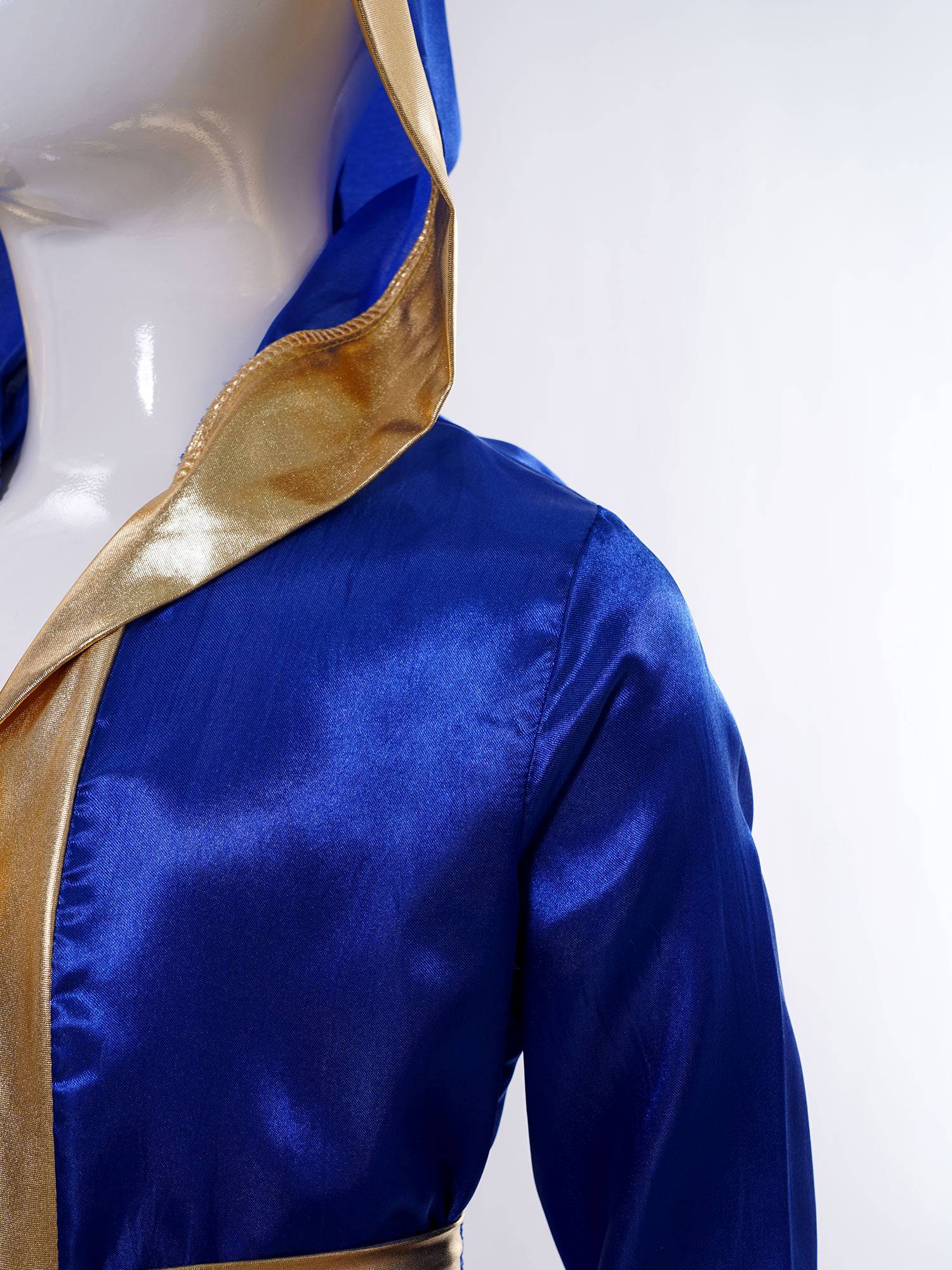 Kids Boys Long Sleeve Satin Hooded Cloak with Belt Boxing Robe 