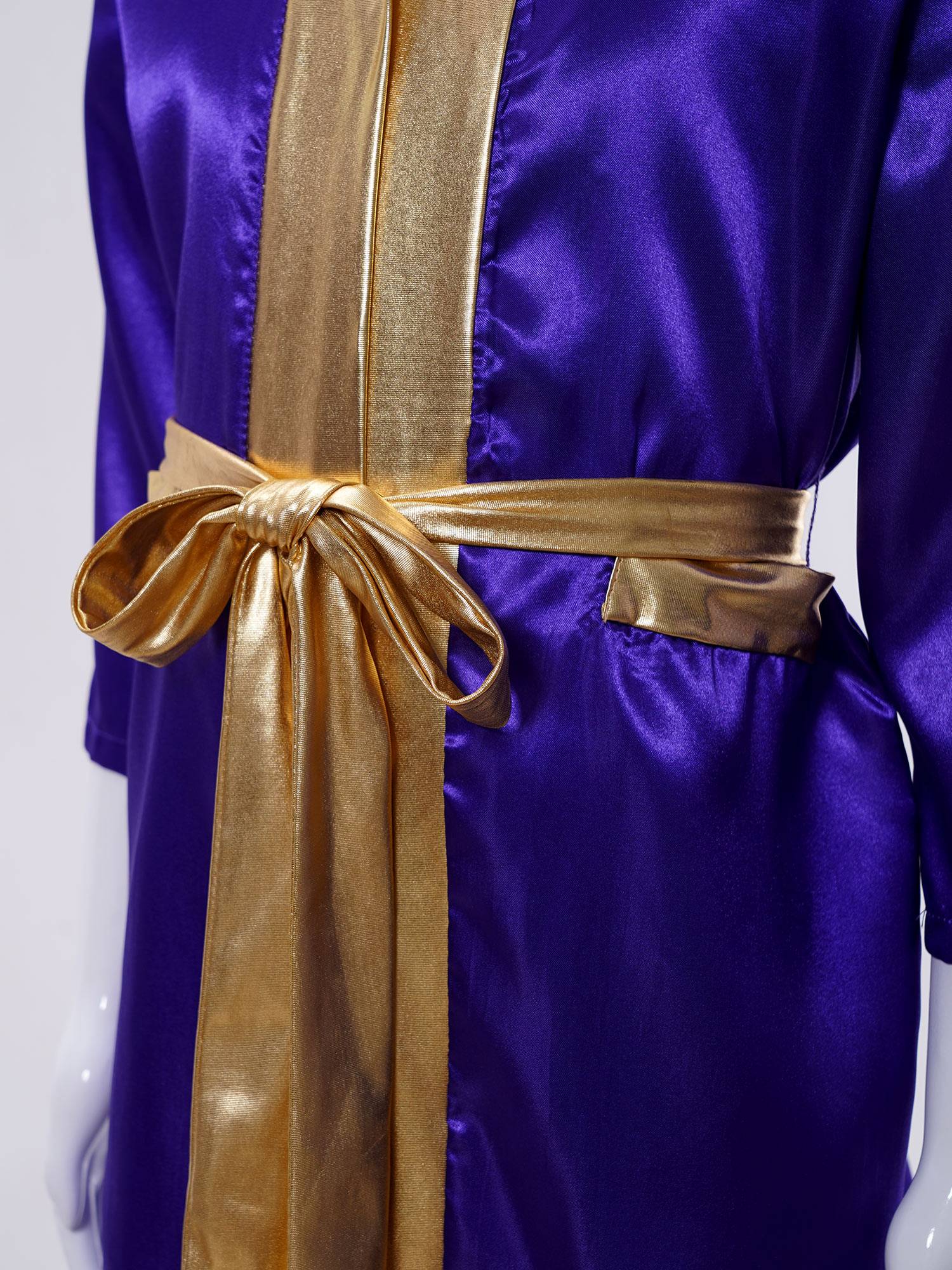 Kids Boys Long Sleeve Satin Hooded Cloak with Belt Boxing Robe 