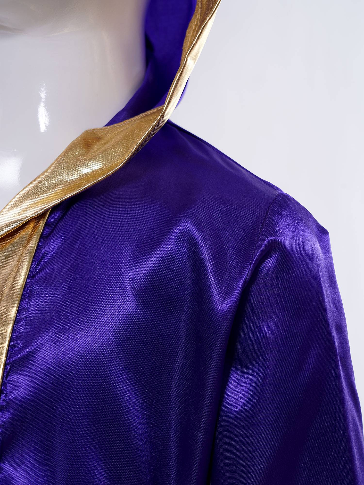 Kids Boys Long Sleeve Satin Hooded Cloak with Belt Boxing Robe 