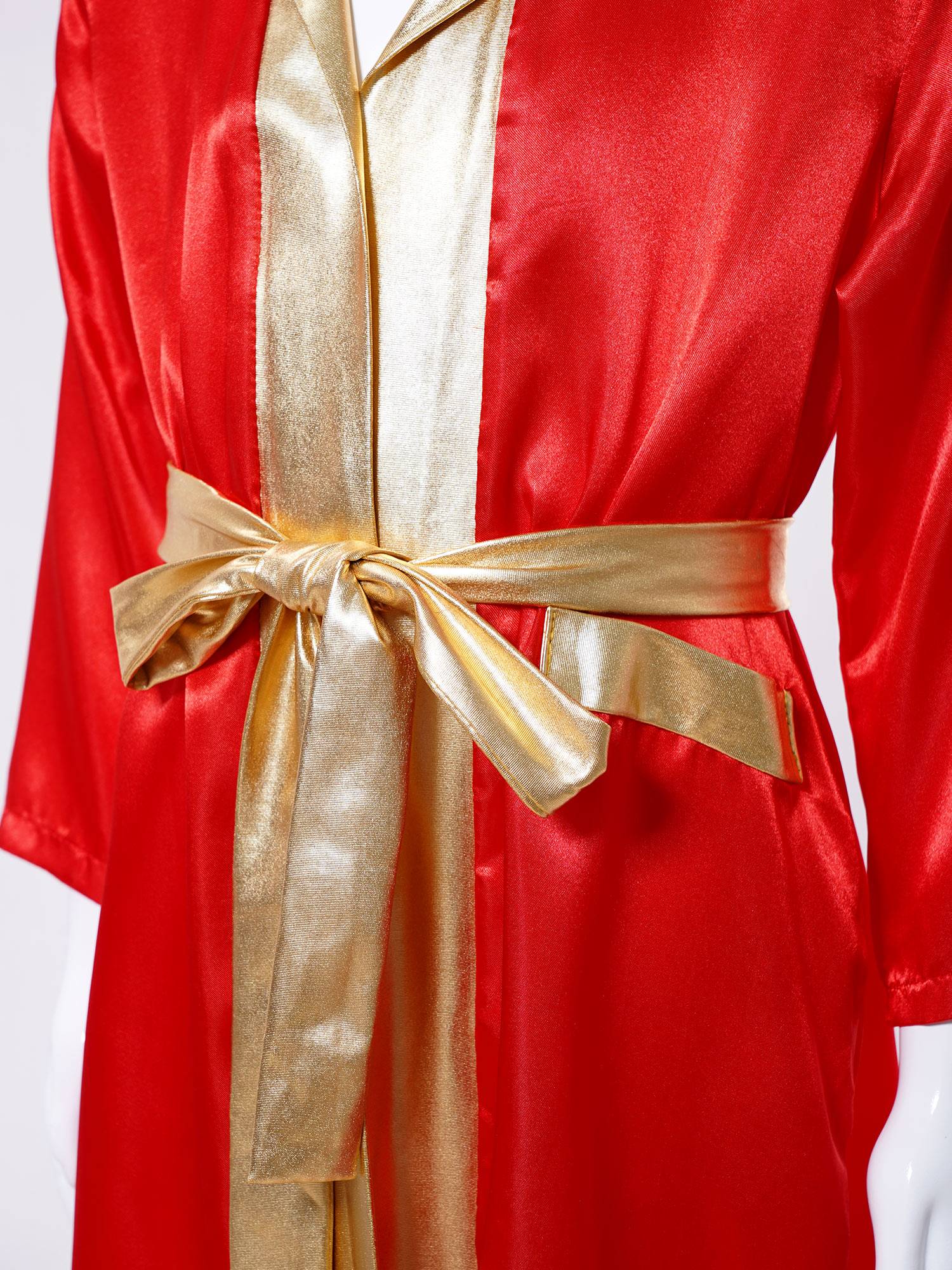 Kids Boys Long Sleeve Satin Hooded Cloak with Belt Boxing Robe 