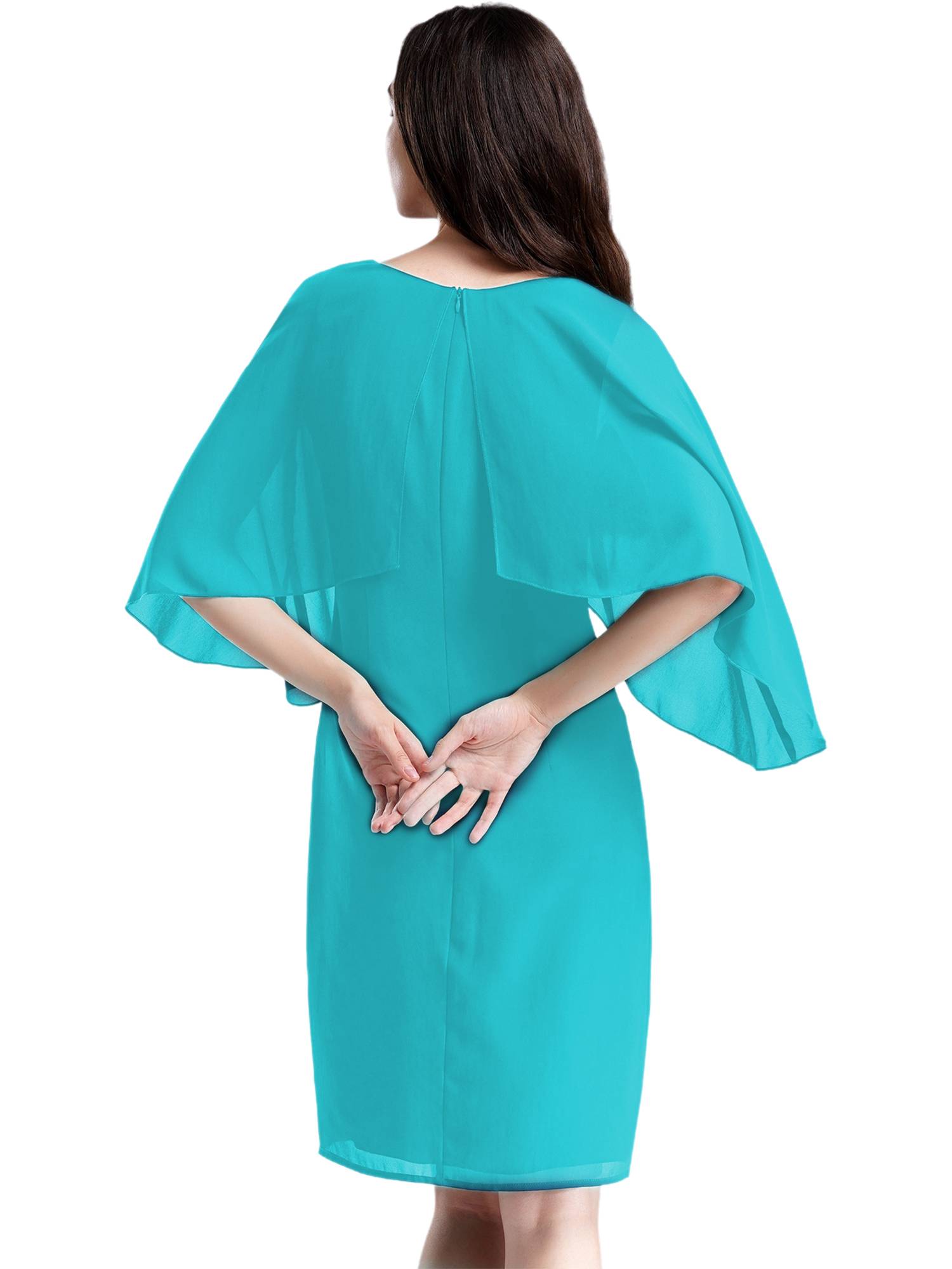 Women Rhinestones Party Dress V Neck Pencil Chiffon Dress for Evening