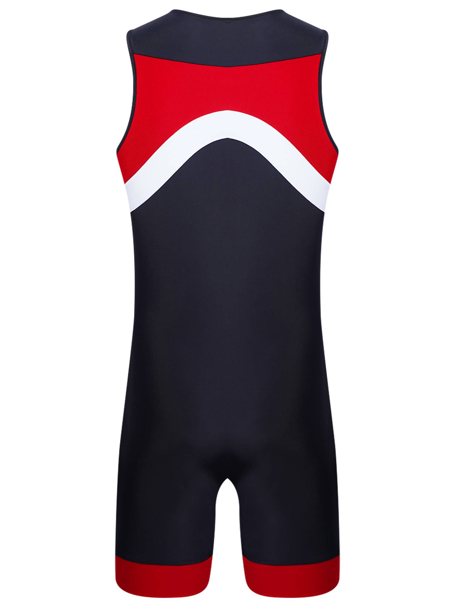 Men Sleeveless Colorblock Zipper Slim Fit Jumpsuit for Cycling