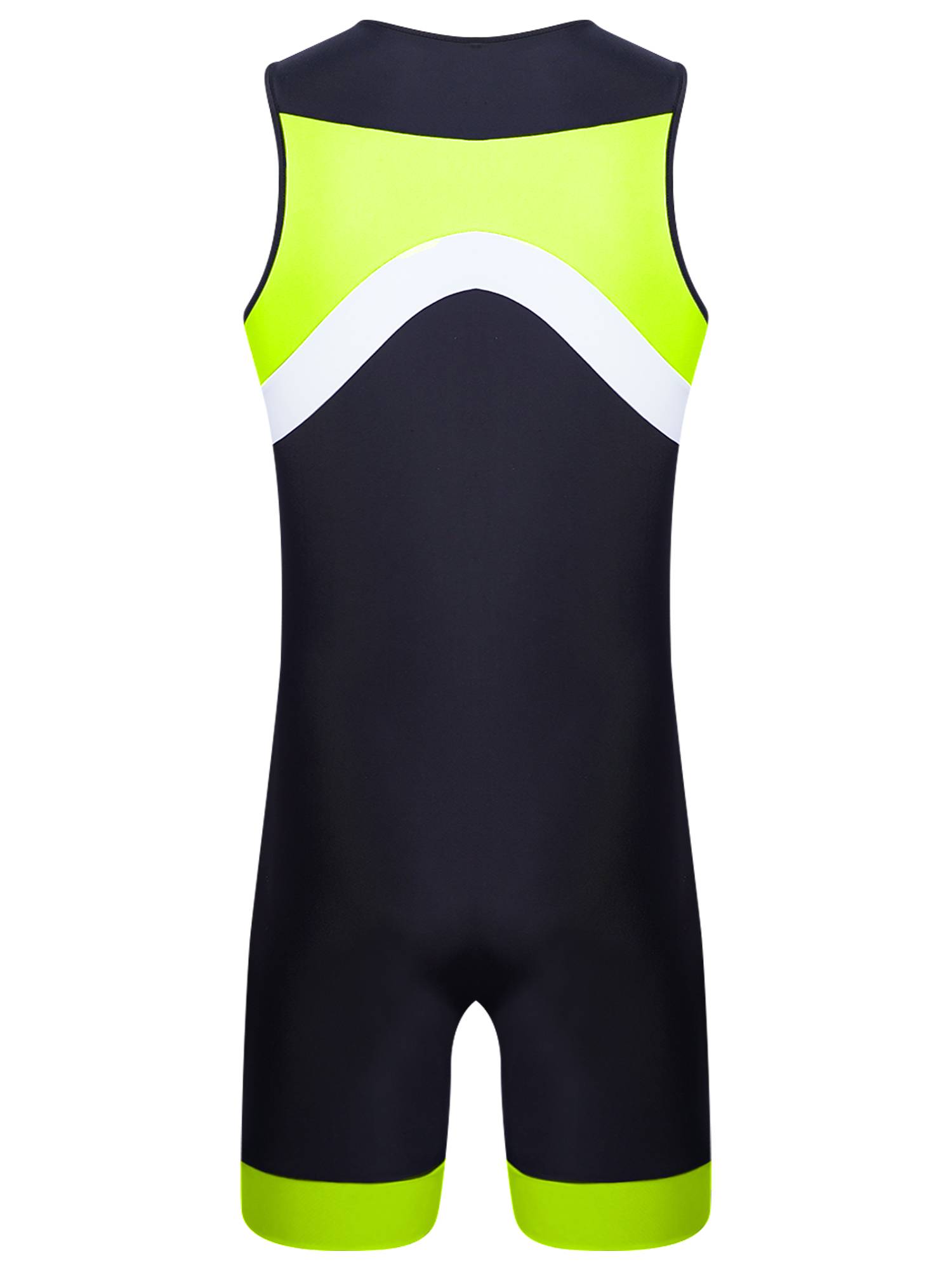 Men Sleeveless Colorblock Zipper Slim Fit Jumpsuit for Cycling