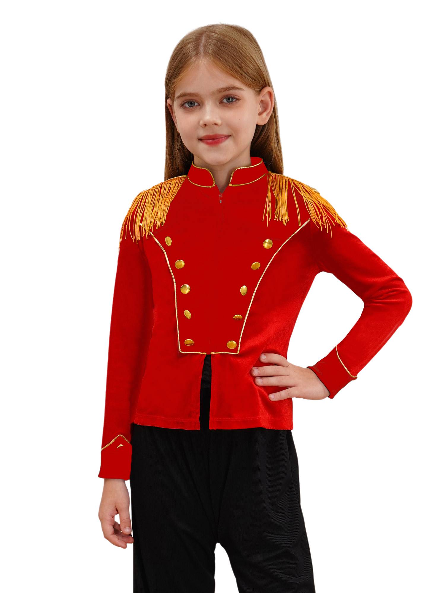 Kids Halloween Circus Ringmaster Costume Long Sleeve Tassel Velvet Jacket