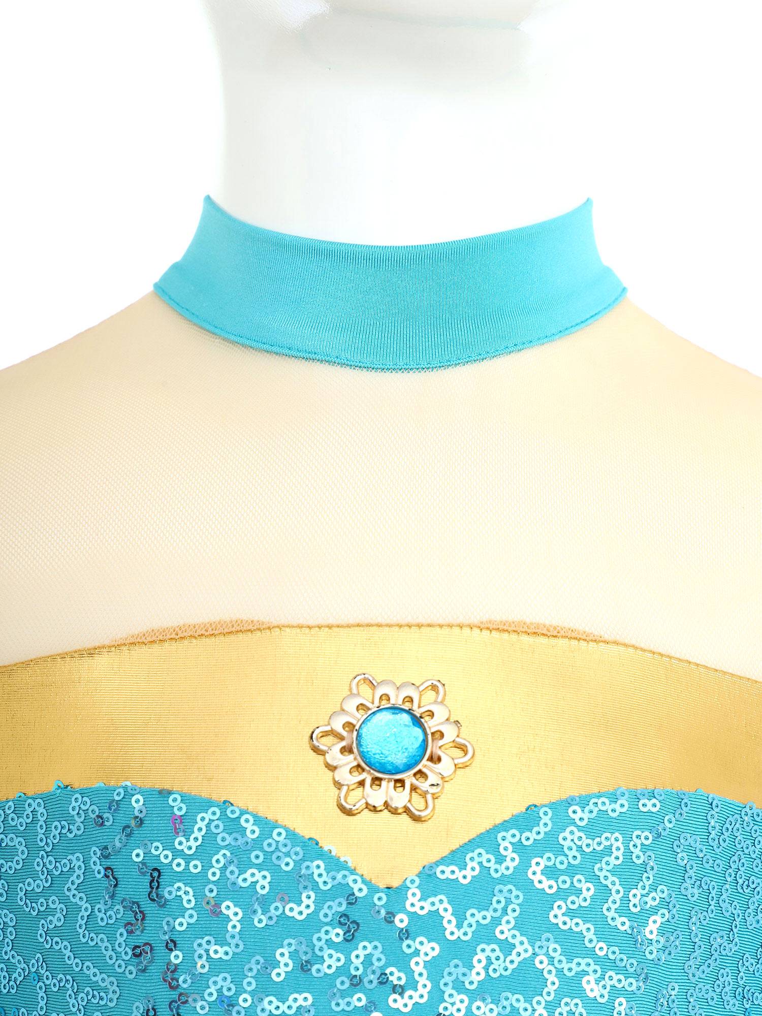 Girls Lantern Sleeve Sequins Tulle Dress Arabian Princess Costume