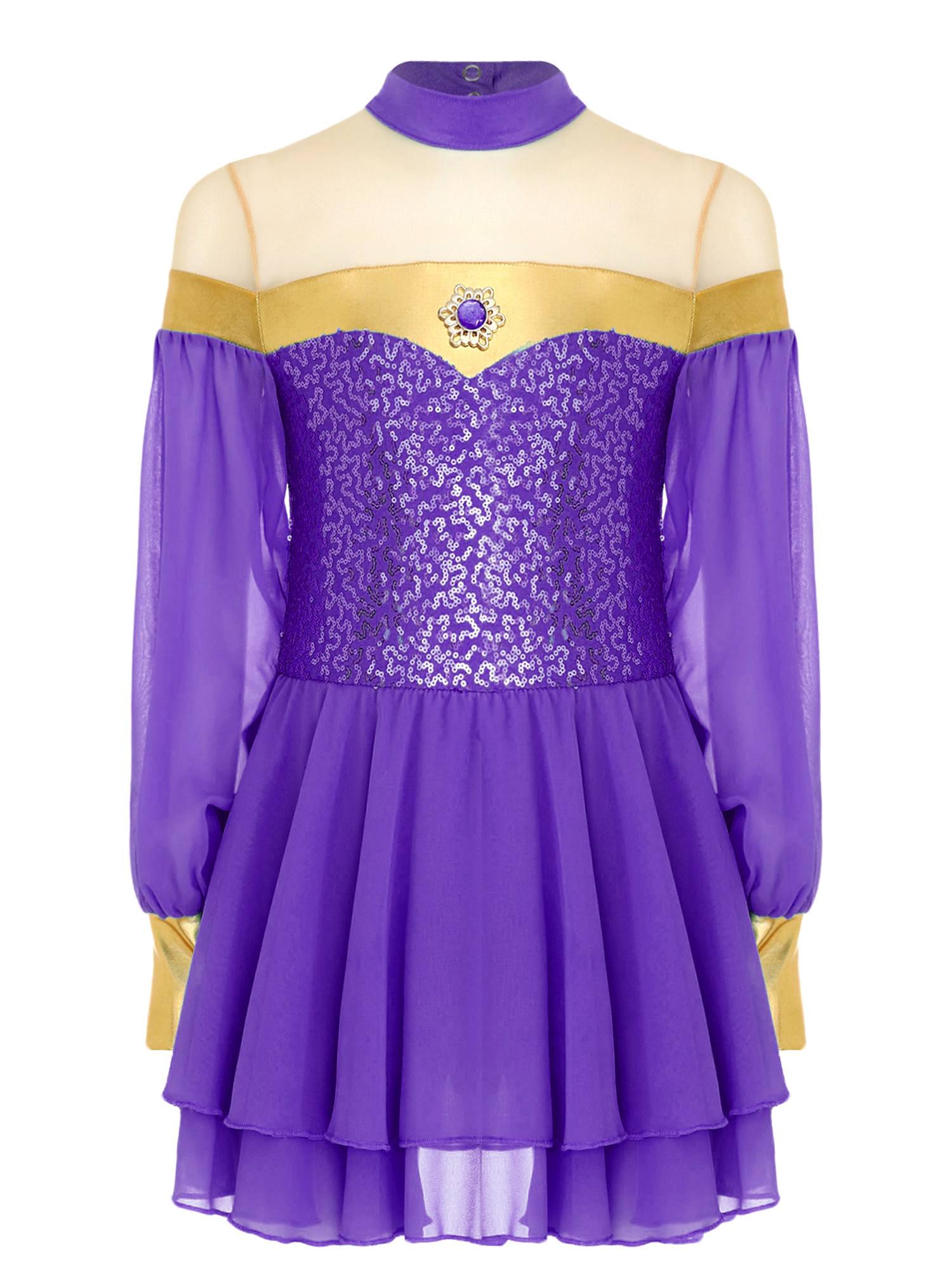 Girls Lantern Sleeve Sequins Tulle Dress Arabian Princess Costume