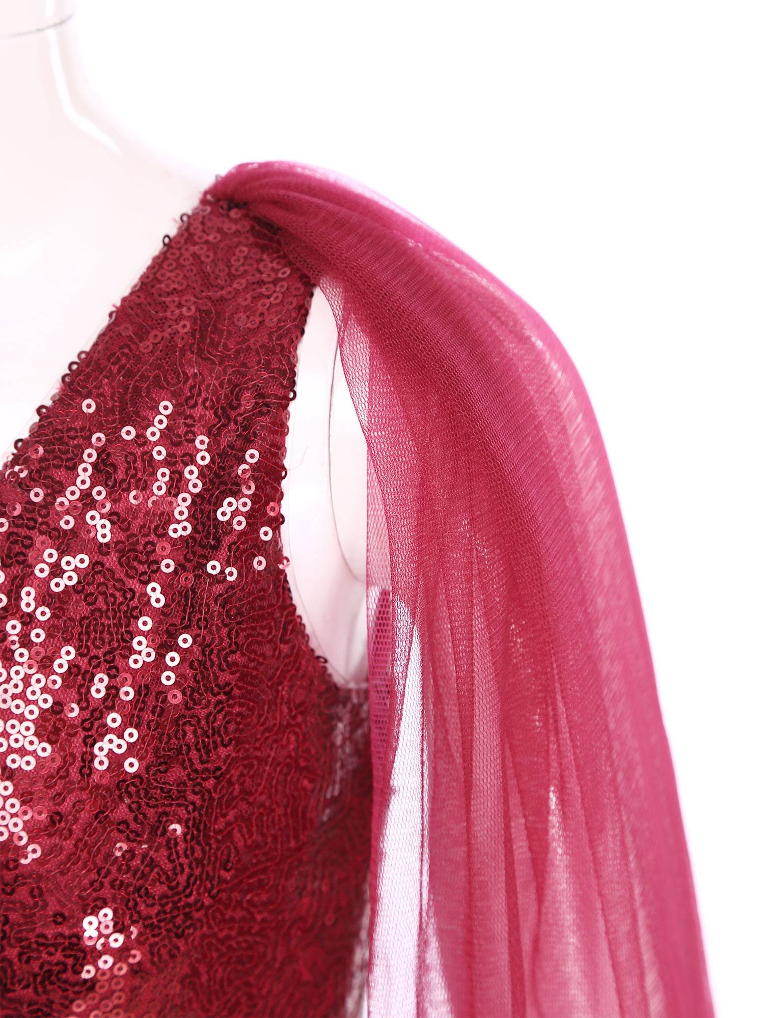 Kids Girls  Cape Sleeve Sparkly Sequined Party Jumpsuit