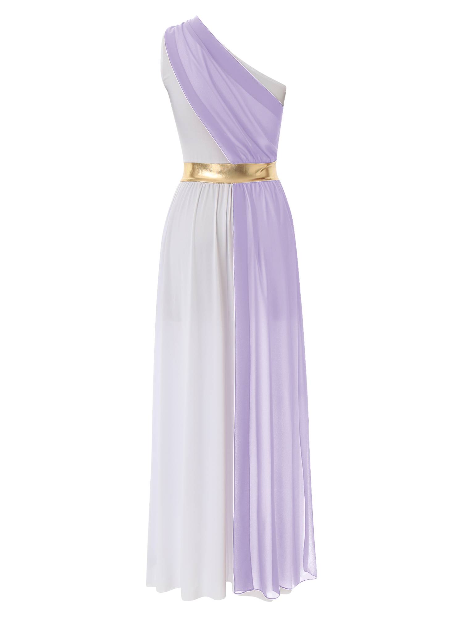 Women One Shoulder Chiffon Overlay Toga Greek Goddess Costume Dress