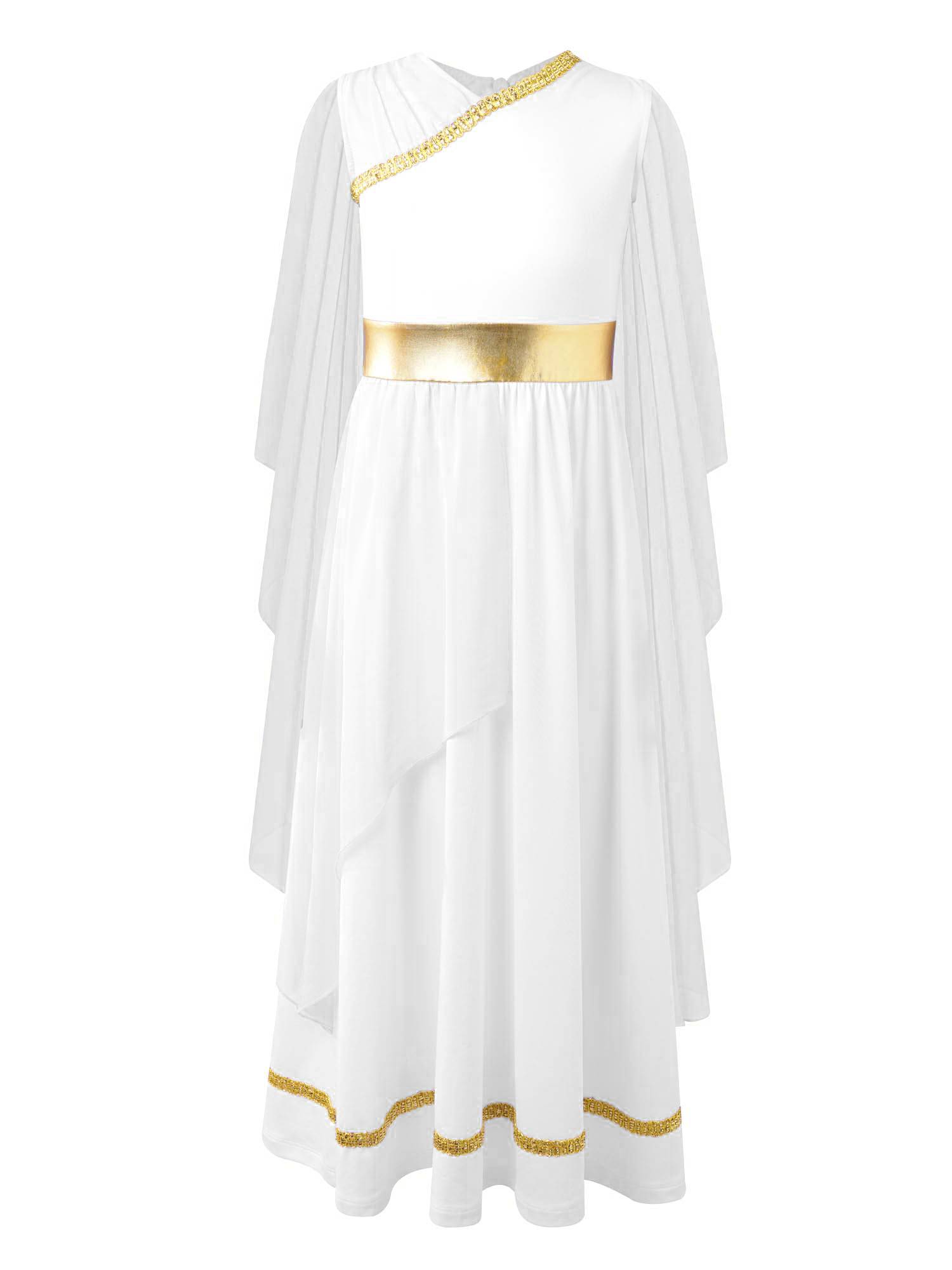 Kids Girls Ancient Greek Toga Costume Grecian Tulle Dress